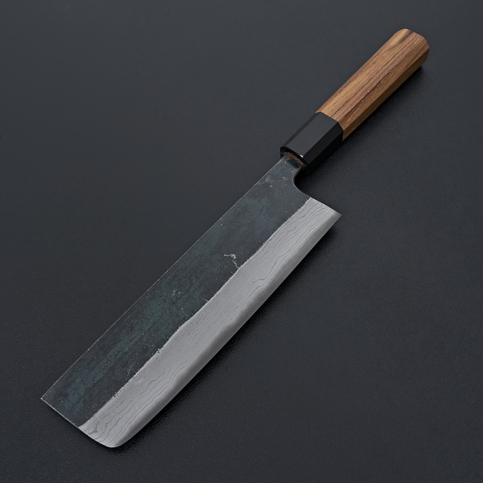 Premium Kumokage Blue #2 Kurouchi Damascus Nakiri Knife 165mm - Japanese Handcrafted Kitchen Knife for Professional Chefs & Home Cooking - Perfect for Slicing Vegetables, Herbs & Boneless Meats