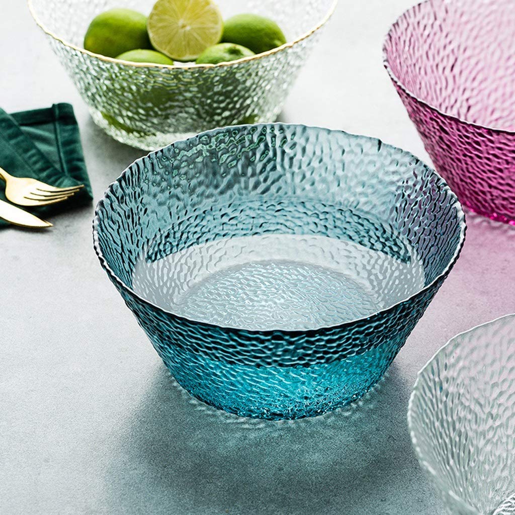 Colorful Stackable Glass Mixing Bowls Set of 4 (1.6L) - Mini Prep Bowls, Salad Bowls & Dinner Plates for Appetizers, Creative Tableware for Kitchen, Dining & Entertaining