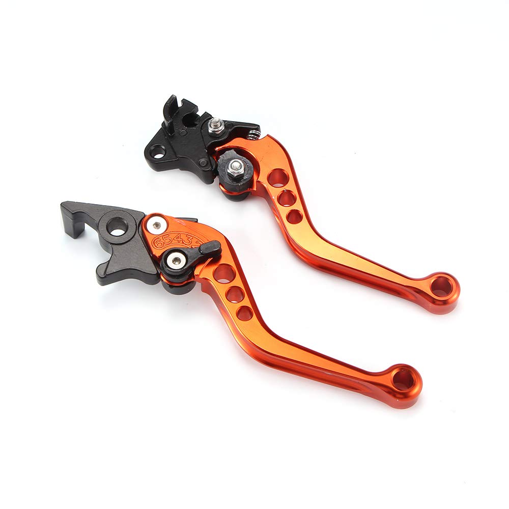 2pcs CNC Motorcycle Brake Lever - Orange Alloy for Clutch & Brake Upgrade | Dirt Bike & Street Riding