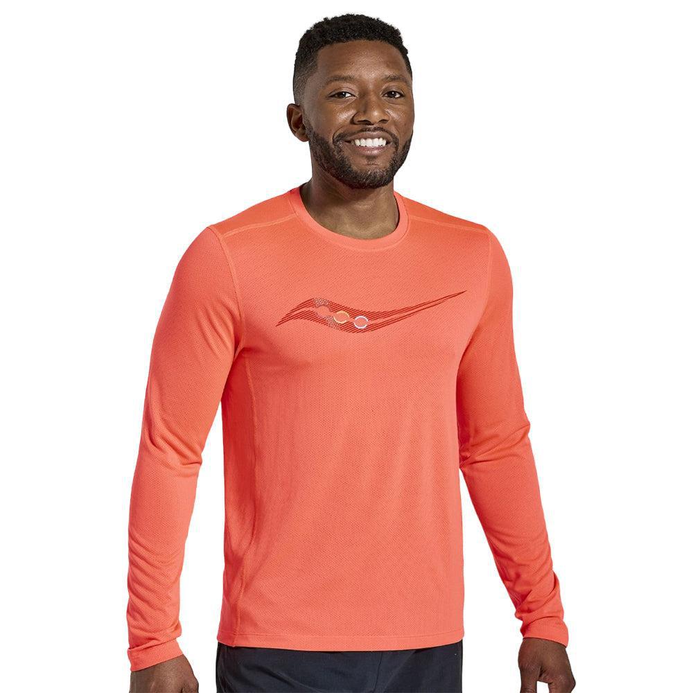Men's Saucony Stopwatch Graphic Long Sleeve T-Shirt - Athletic Running & Casual Wear for Men - Perfect for Jogging, Gym Workouts & Everyday Comfort