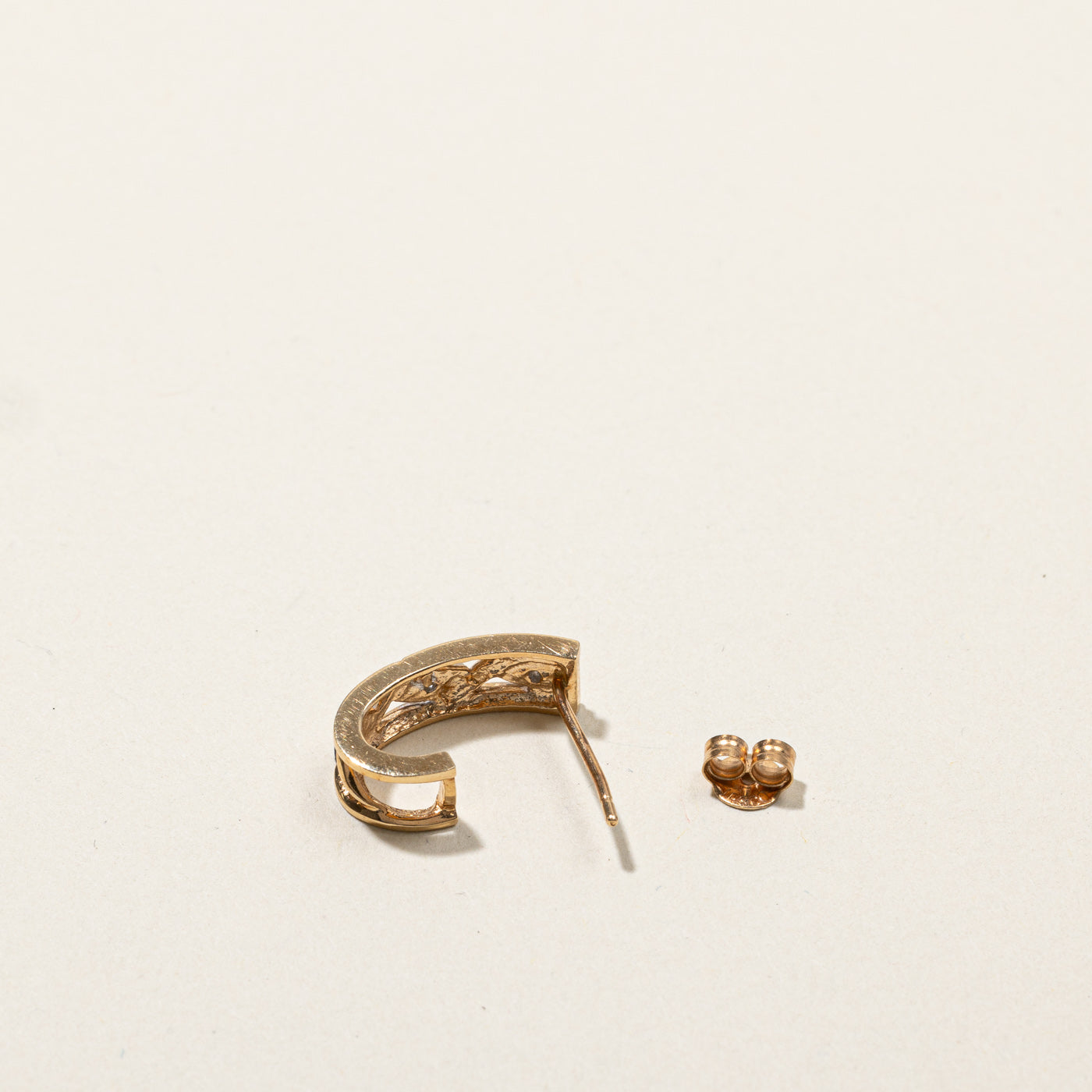 Textured Diamond Semi Huggie Earrings - 0.03ctw Sparkling Stud Hoops for Women | Perfect for Everyday Wear, Date Nights & Special Occasions