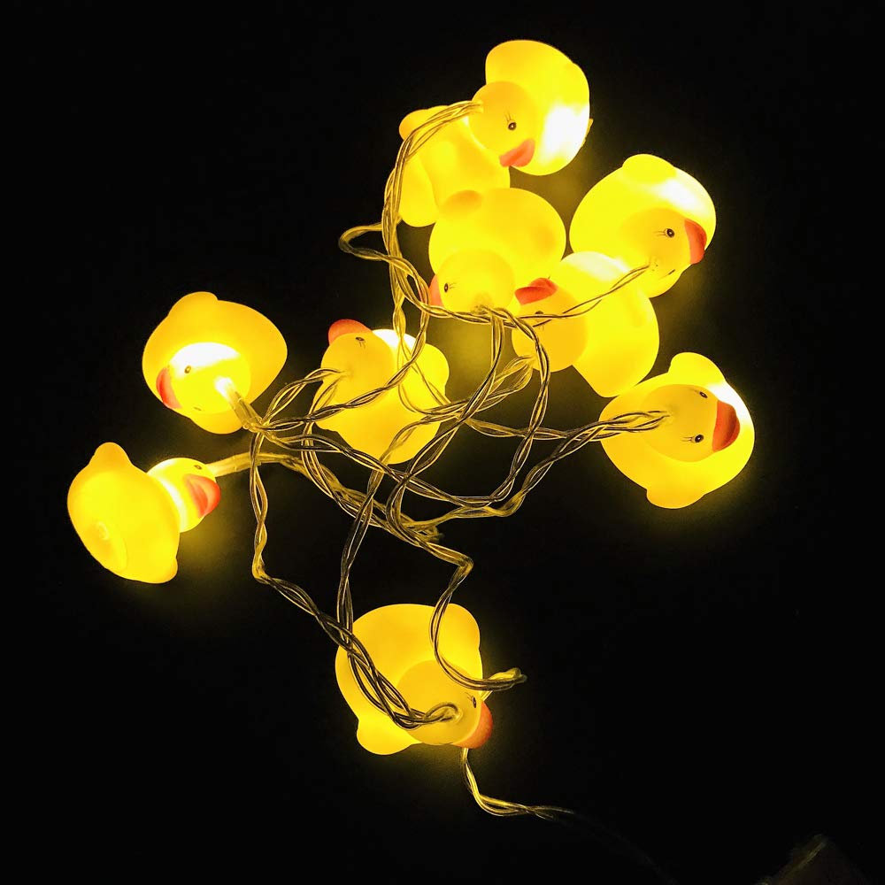 1.5M/4.9Ft 10-Light Battery Operated Duck-Shaped LED String Lights - Waterproof Indoor/Outdoor Decorative Lighting for Halloween, Christmas, Thanksgiving, Kids Bedroom, Party & Home Decor - Perfect for Garden, Patio, Nursery and Festive Celebrations
