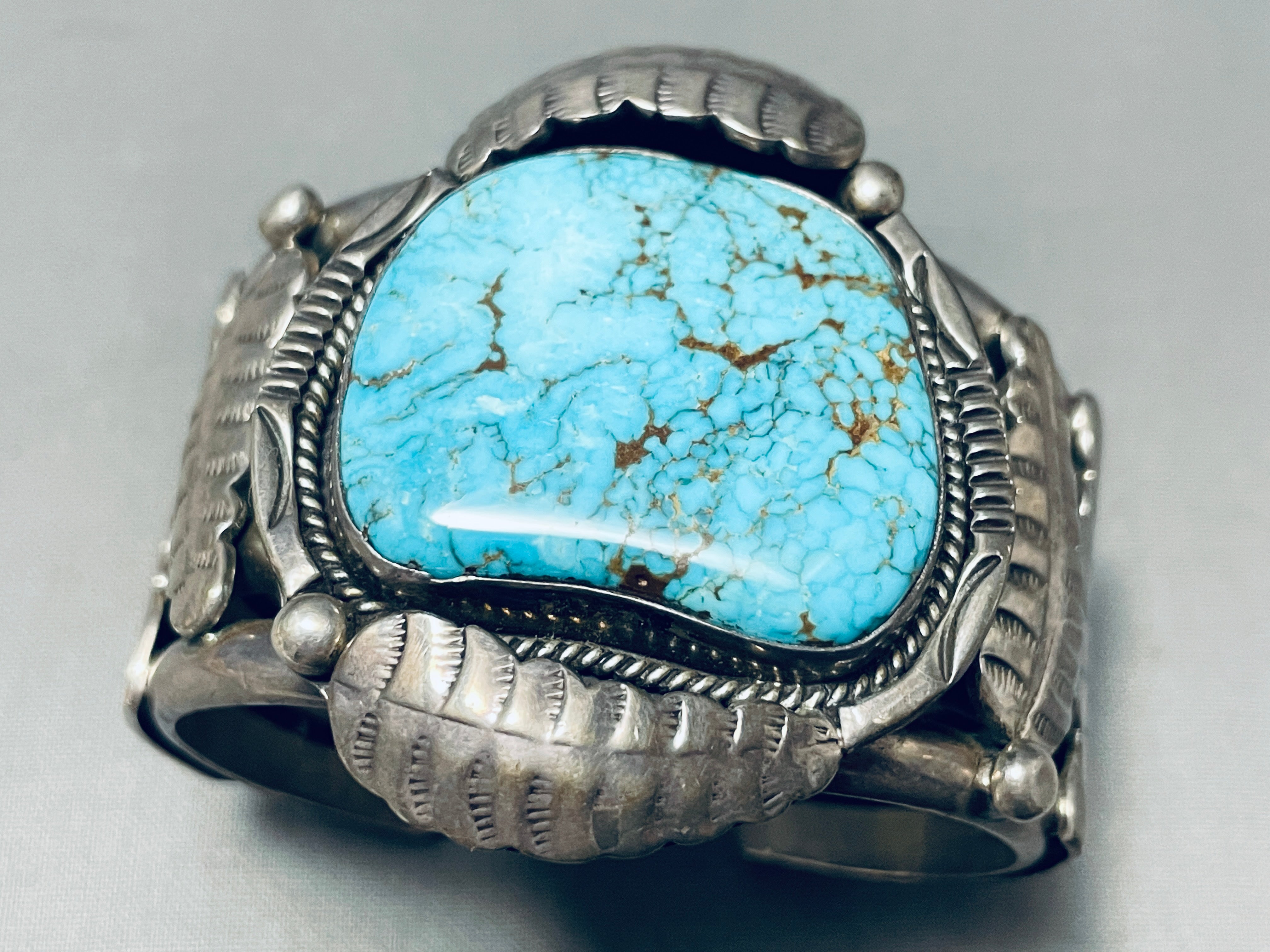138g 50-Year-Old Vintage Navajo Turquoise Sterling Silver Bracelet - Authentic Native American Handmade Jewelry for Women, Boho Fashion & Special Occasions