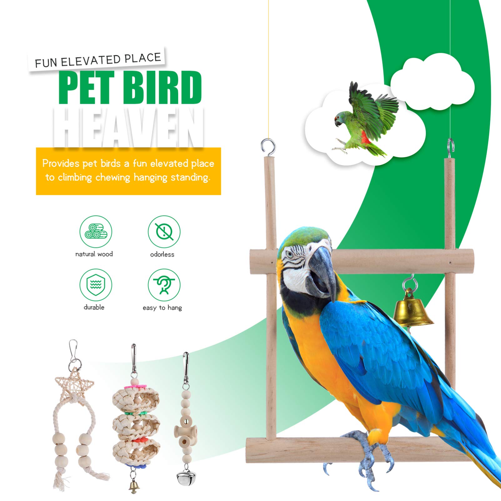 Balacoo 8Pcs Parrot Chew Toys for Birds - Natural Teething & Chewing Playthings for Small Pets - Perfect for Parrots, Cockatiels, and Conures to Relieve Stress & Boredom | Great for Cage Enrichment and Playtime Activities