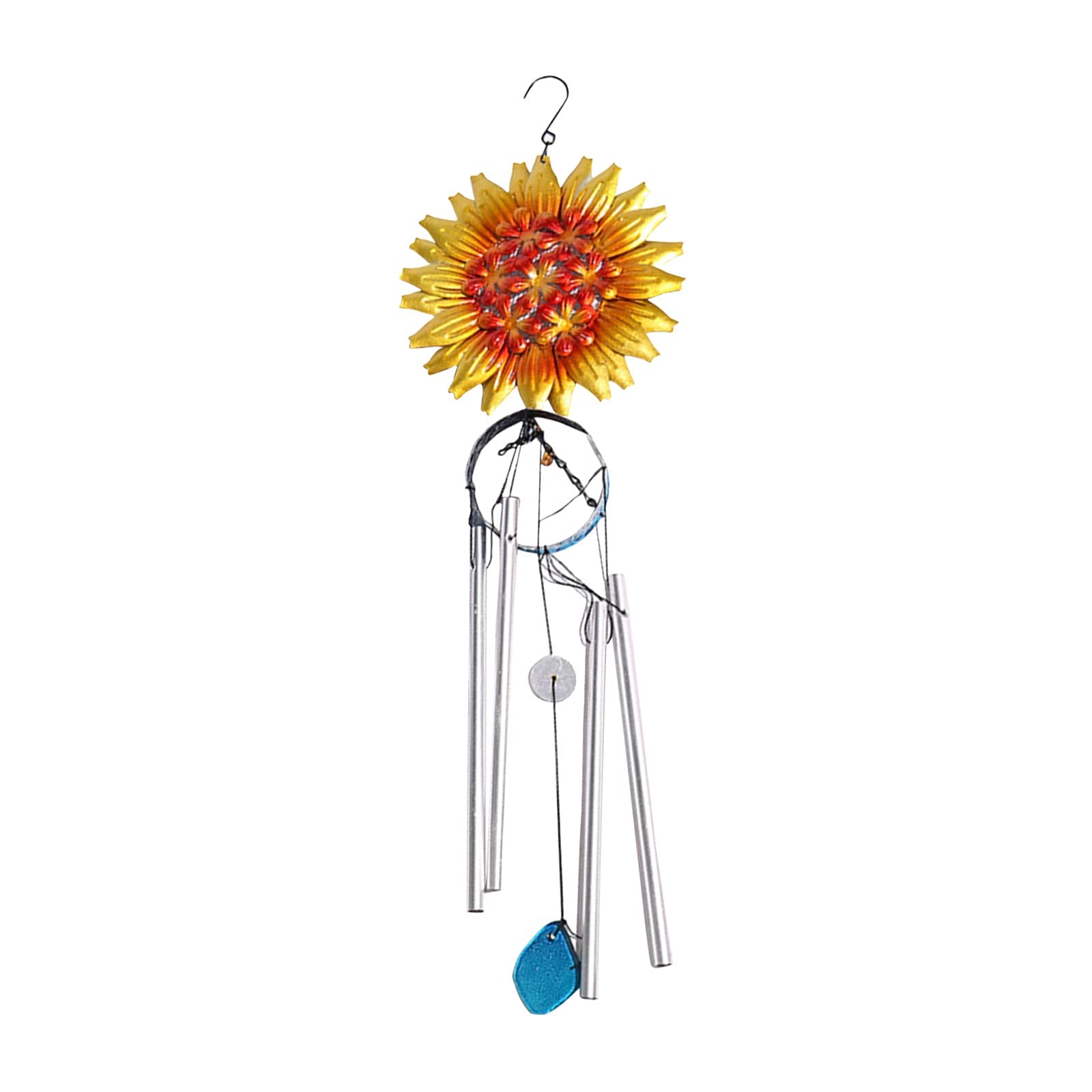 Solar-Powered Dog Wind Chime - Handcrafted Iron Hollow Sunflower Design with Butterflies | Outdoor Garden Decor, Patio Ornament, Backyard Wind Spinner for Pet Lovers