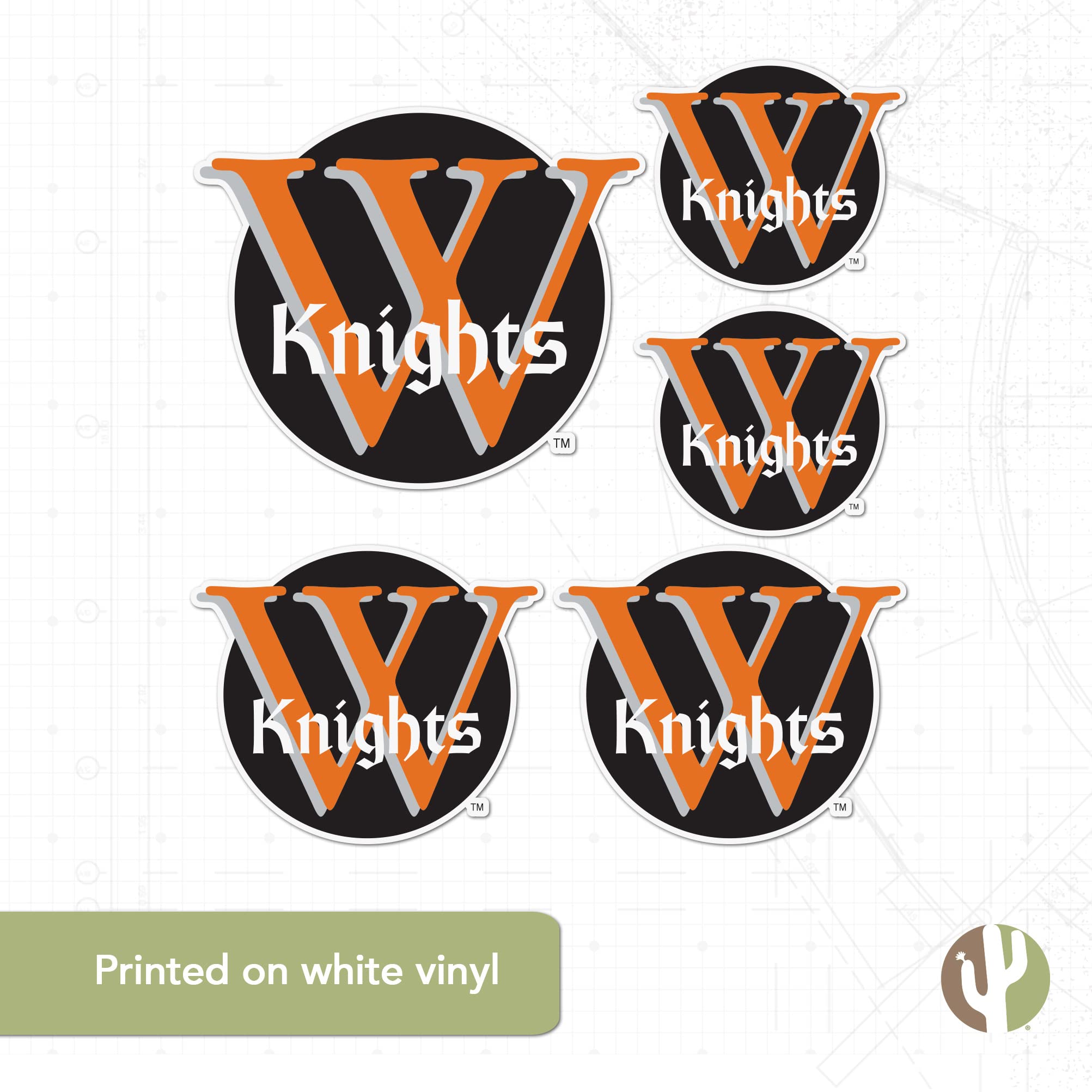 Desert Cactus Wartburg College Sticker - Knights Vinyl Decals for Laptop, Water Bottle, Car & Scrapbook - Durable T3 (Type 3-1) - Perfect for School Spirit, College Pride & DIY Crafts