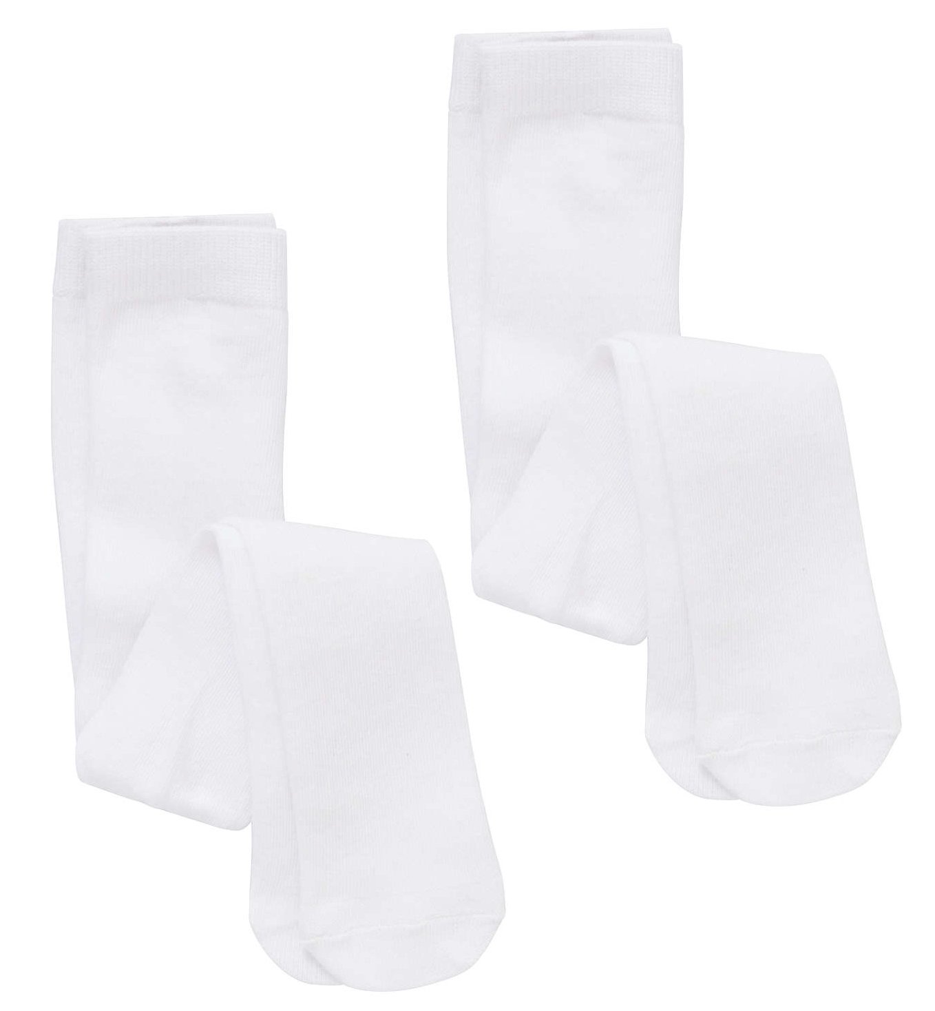 WB SOCKS 2 Pairs Plain White Baby Tights - Soft Cotton Infant Socks for Newborns & Toddlers - Perfect for Everyday Wear, Playtime & Photo Shoots