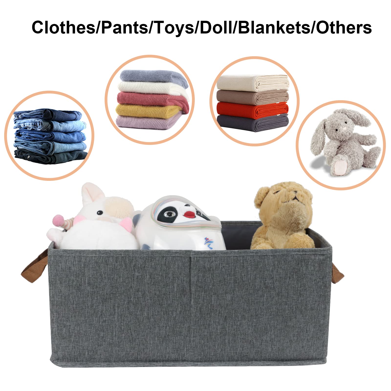 3-Pack Large Capacity Foldable Storage Bins | Closet Organizer System for Clothes, Bedding & Toys | Sturdy Shelving Baskets for Home, Office & Kids Room Organization (Beige) - Perfect for Closet Storage, Underbed Organization & Playroom Tidying