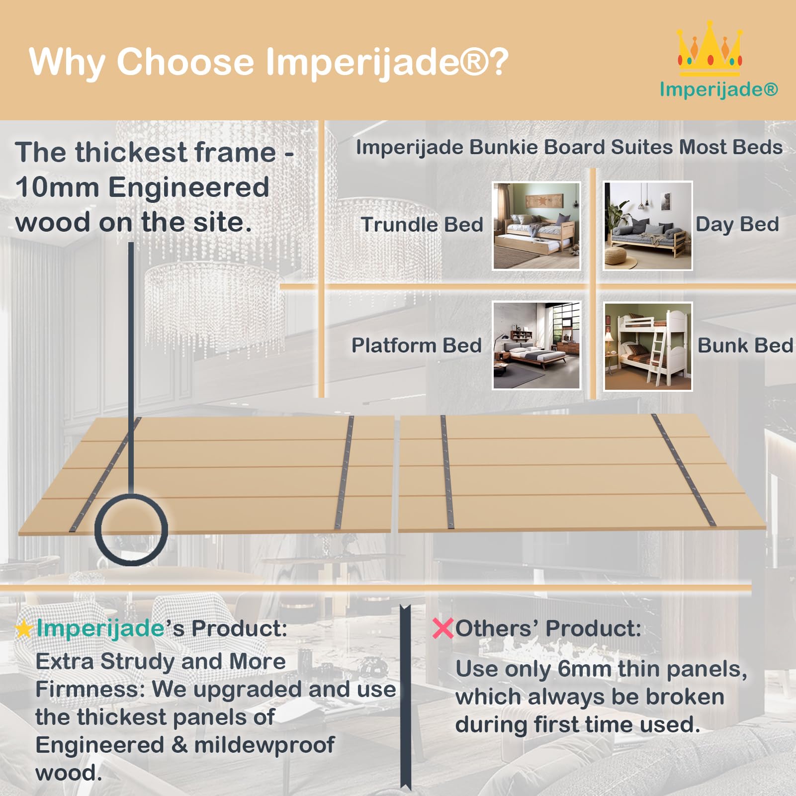 Imperijade® 10mm Thickest Premium Bunkie Board - 80