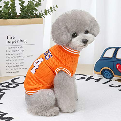 **Breathable Mesh Basketball Dog T-Shirt - Comfortable Pet Sportswear for Spring & Summer - Orange Small - Perfect for Outdoor Play & Training**