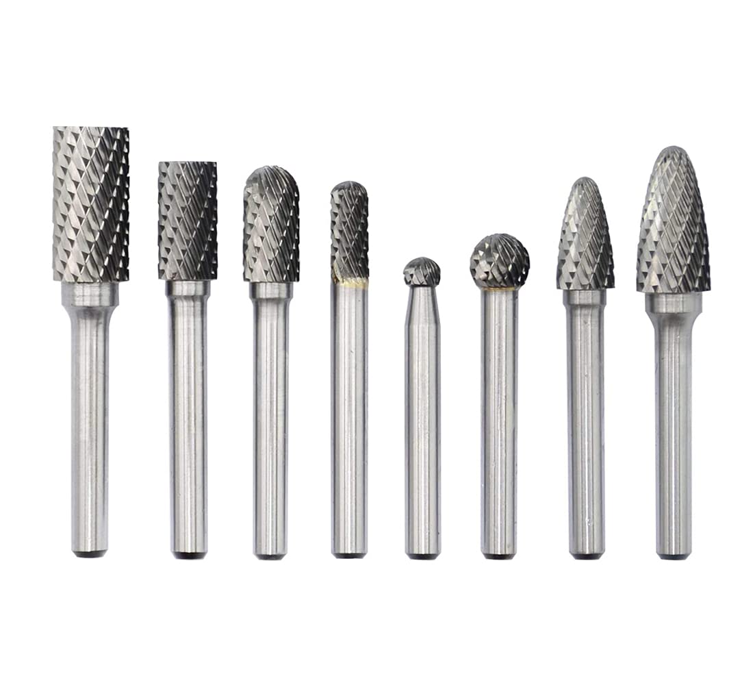 8-Piece Tungsten Carbide Rotary Burr Set - 1/4