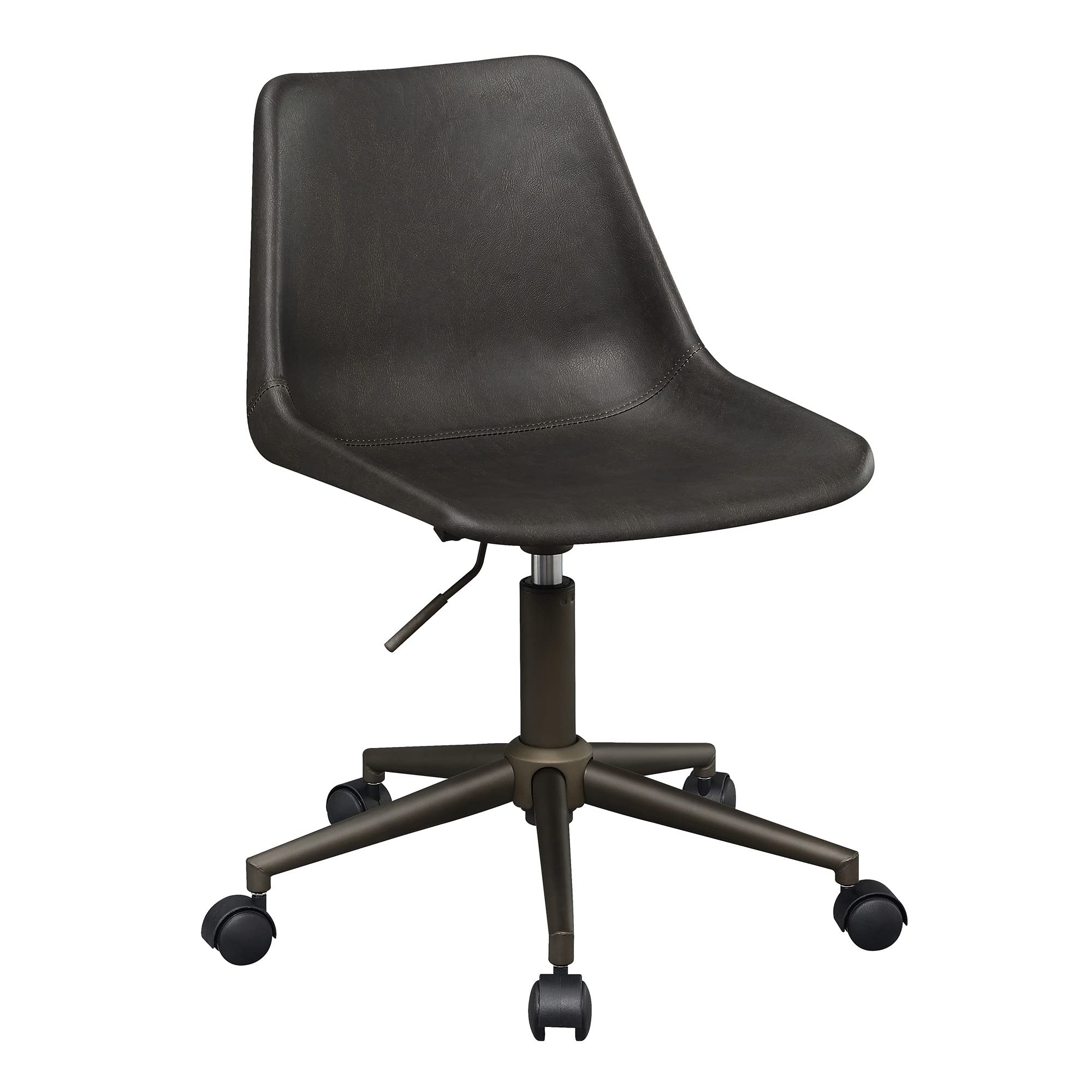 Benjara Ergonomic Fabric Office Chair with Curved Back Support & Contrast Stitching - Brown Executive Desk Chair for Home Office & Workspace Comfort
