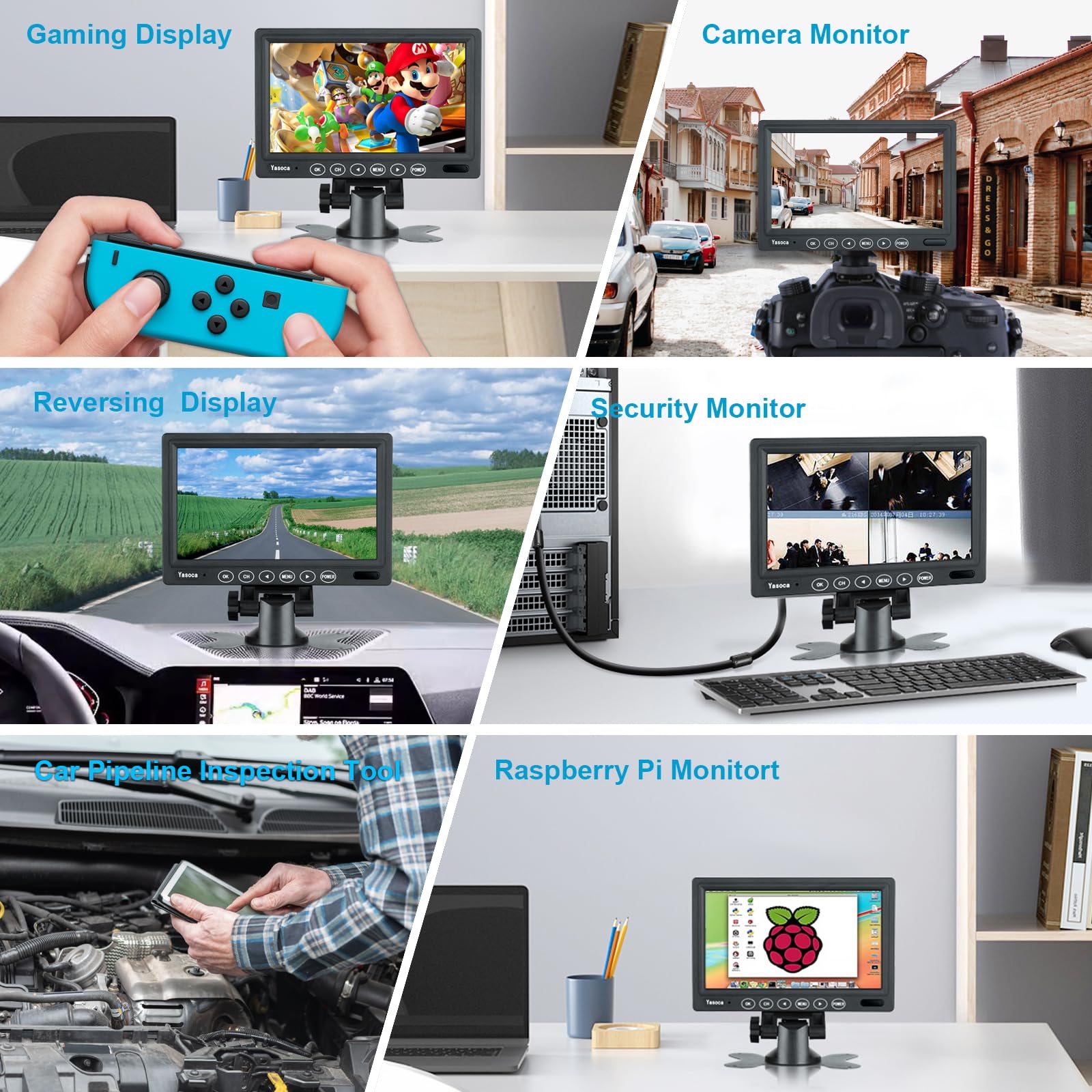 7 Inch Portable HDMI Monitor - 1024x600 Resolution IPS Screen with Built-in Speakers & Remote Control | HDMI/VGA Input for Gaming, CCTV Security, Raspberry Pi, PC | Perfect for Home Office, DIY Projects & On-the-Go Use