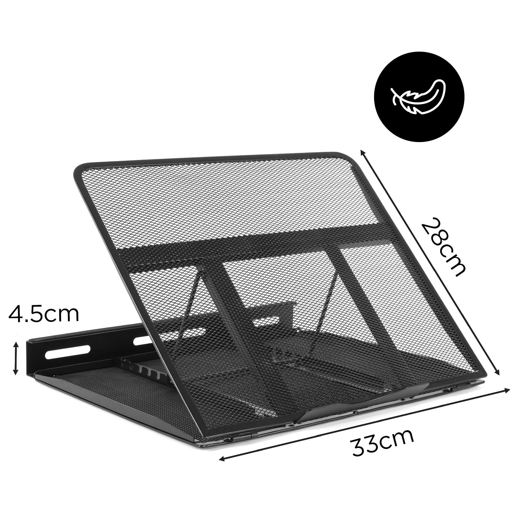Duronic DM074 Adjustable Laptop Stand - 6 Height Positions, Foldable & Portable Ergonomic Design with Mesh Tray for MacBook/Tablet - Perfect for Home Office, Gaming & Workspace Setup