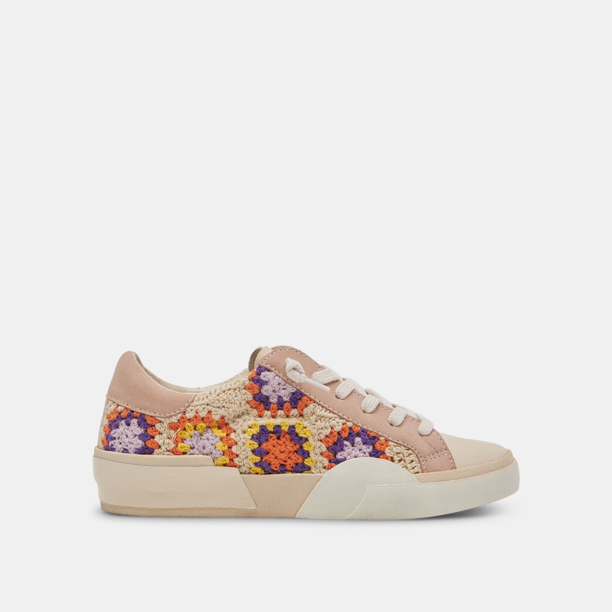 ZINA Purple Floral Crochet Sneakers - Handmade Comfortable Women's Shoes for Casual Wear, Summer Outfits & Boho Fashion