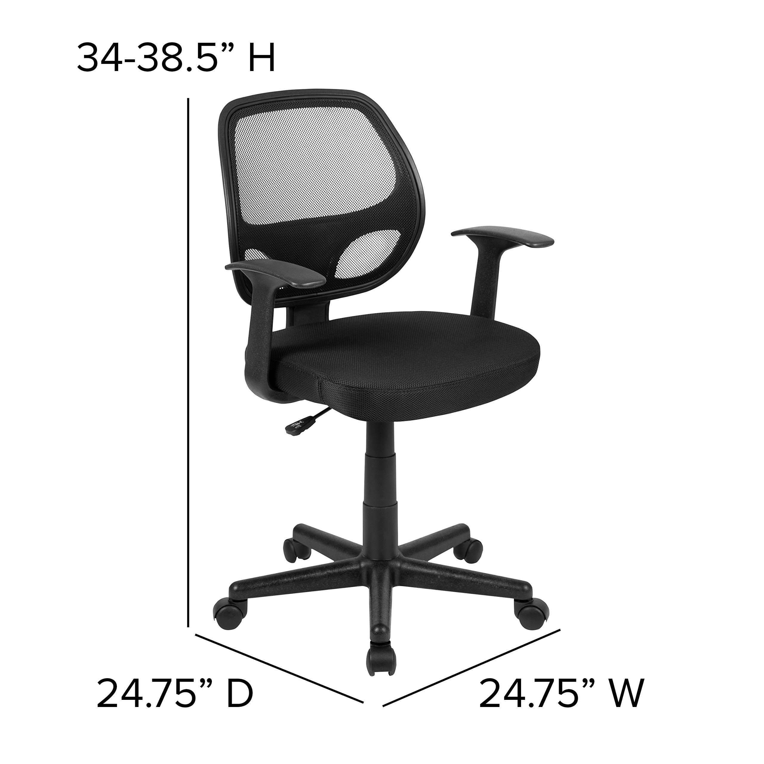EMMA + OLIVER Mid-Back Black Mesh Swivel Ergonomic Office Chair with Adjustable Arms - Comfortable Task Chair for Home & Office Workspace, Computer Desk, Gaming Setup