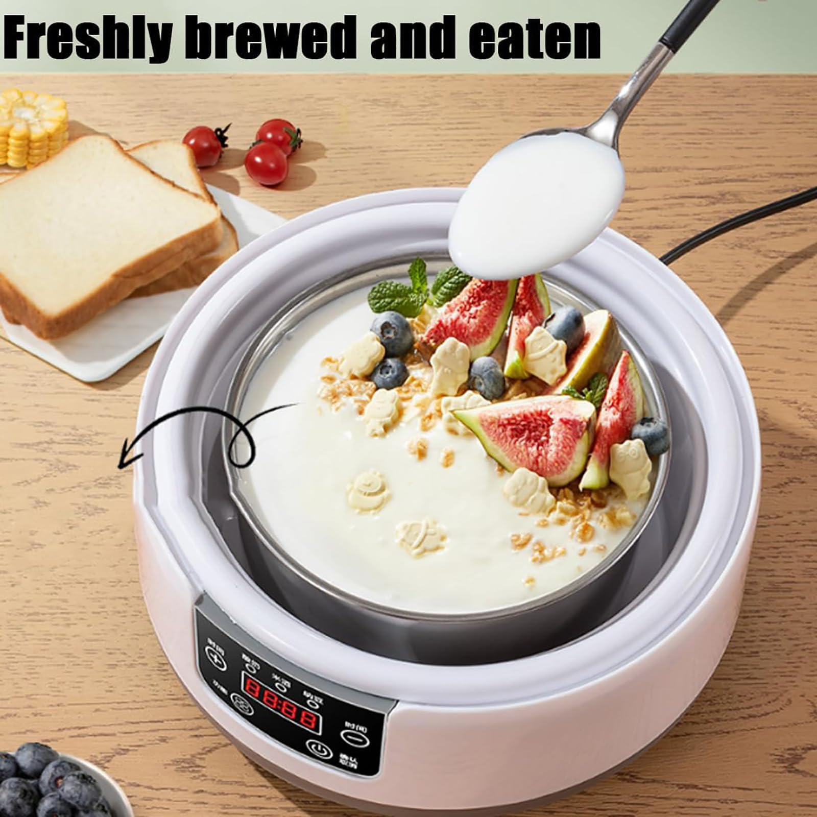 Probiotic Yogurt Maker Machine with LCD Display & Adjustable Temperature Control - 36 Hour Fermentation for Homemade Greek Yogurt - Perfect for Healthy Breakfast, Snacks, and Gut Health Improvement