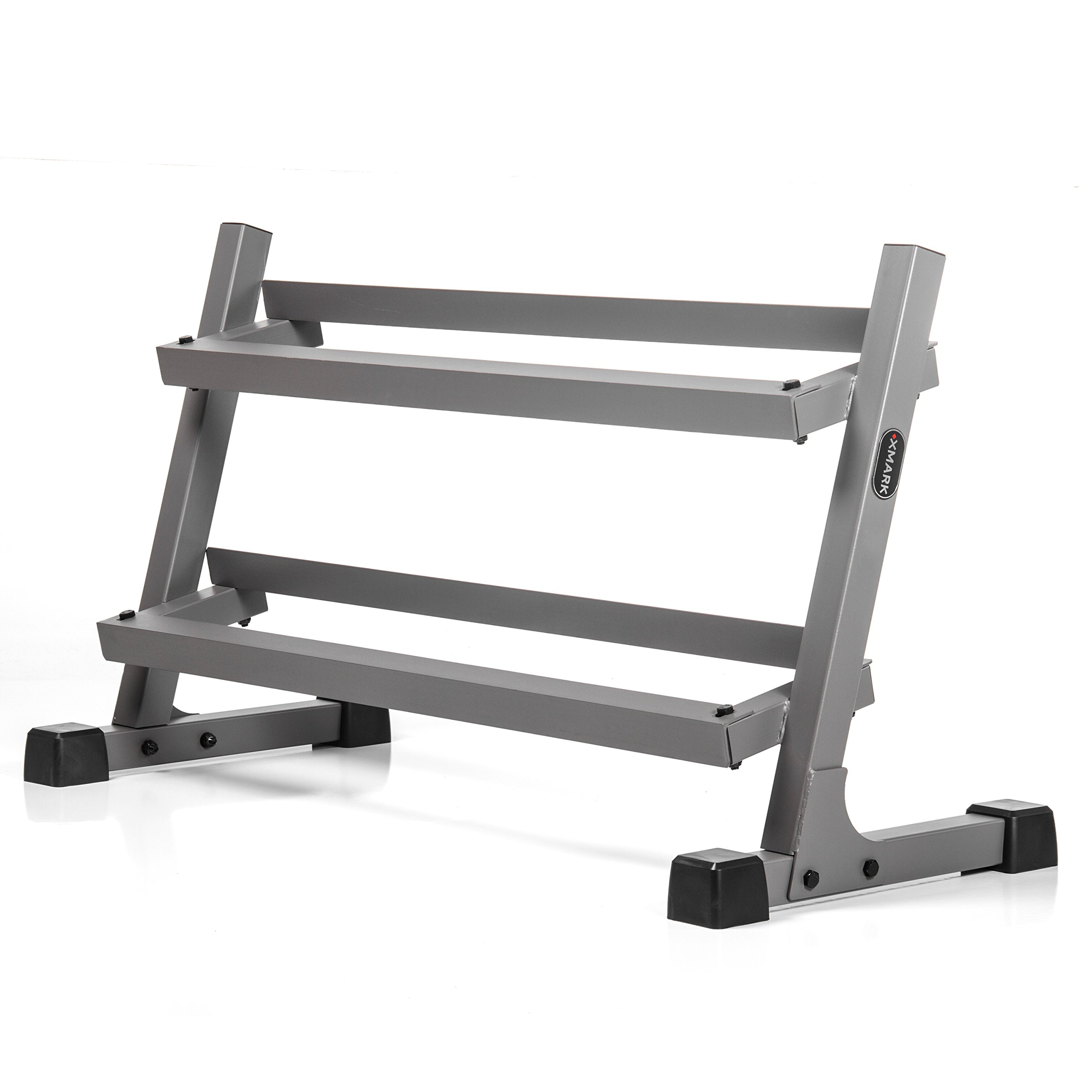 **XMARK 2-Tier Heavy Duty Dumbbell Storage Rack – Compact Weight Rack for Home Gym, Garage, or Fitness Studio – Gray or Black – Organize Dumbbells & Free Weights Efficiently**