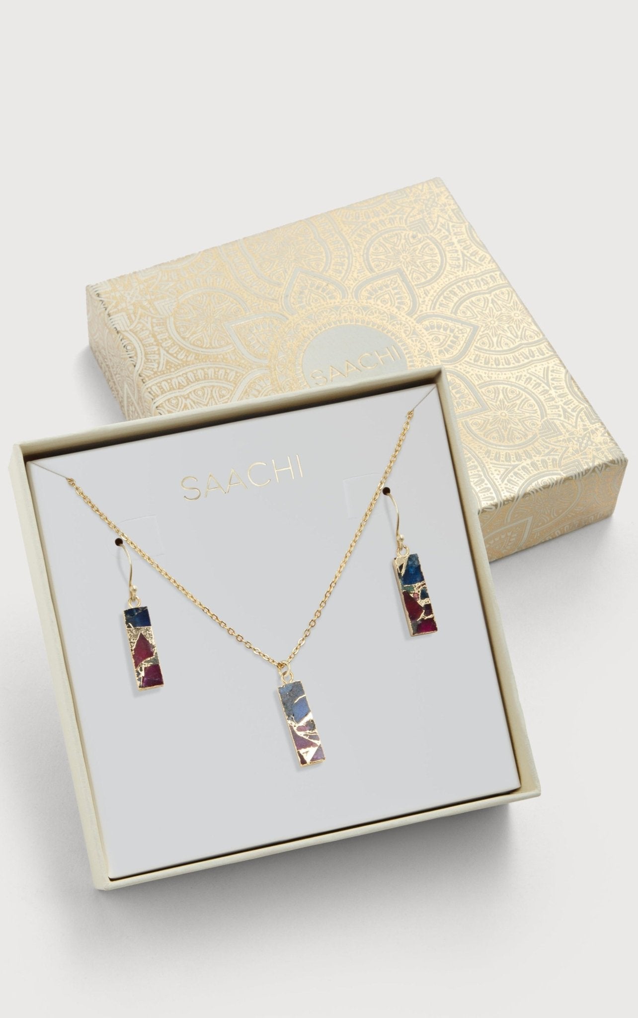 Mojave Rectangle Mini Earring and Necklace Set - Sterling Silver Boho Jewelry for Women - Perfect for Everyday Wear, Date Nights & Gifts