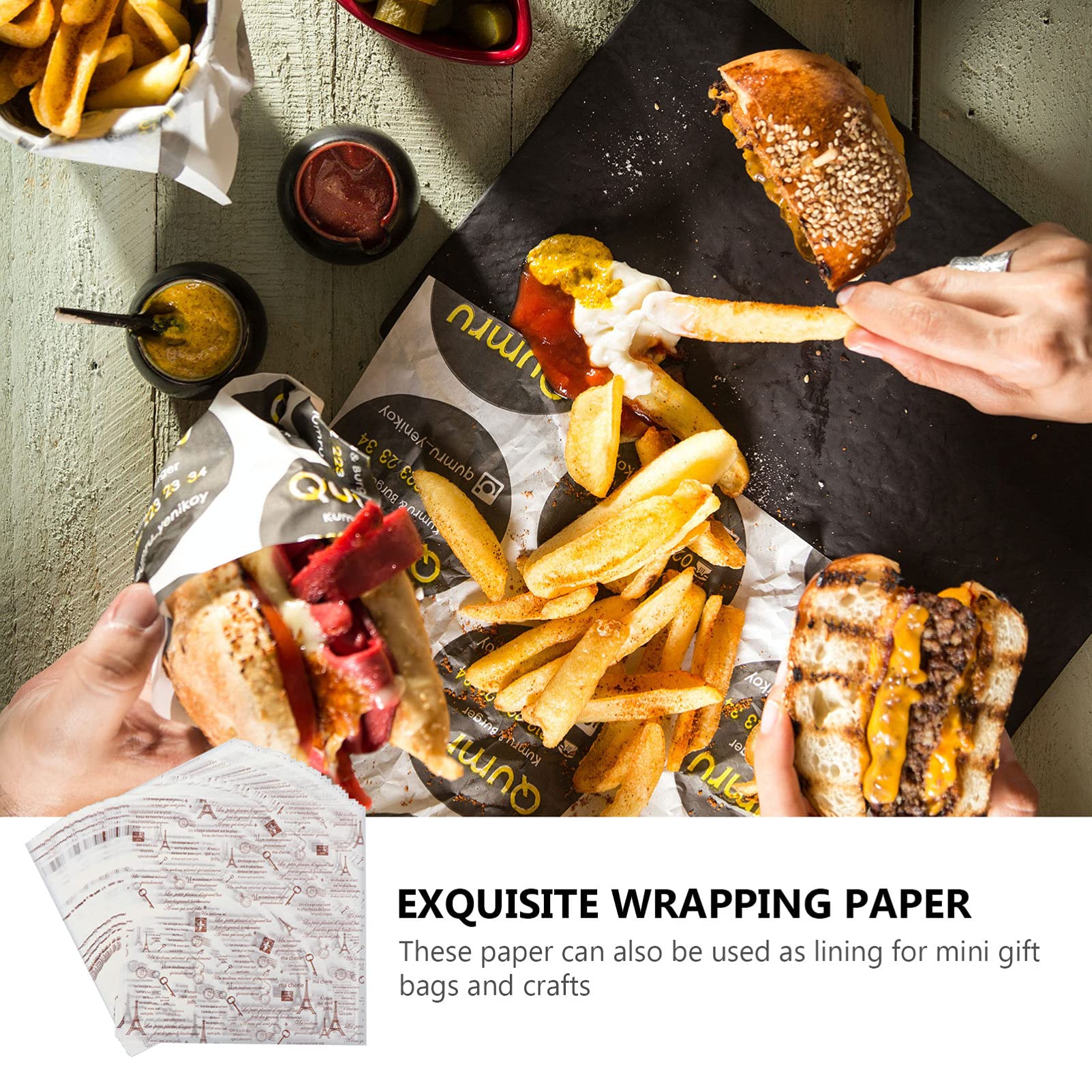 DOITOOL 50 Sheets Non-Stick Parchment Paper for Baking, Cooking, Wrapping Food - Sandwich, Cookie, Hamburger, Crafting - Eco-Friendly & Heat-Resistant for Oven, Grill & Meal Prep