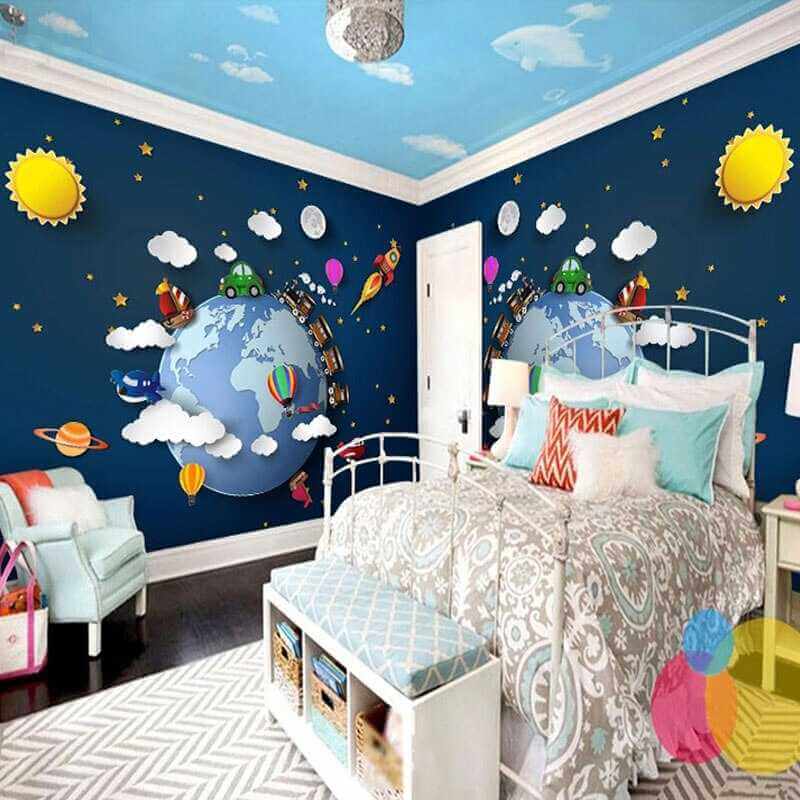 3D Train Wallpaper for Kids Room - High-Quality Wall Decor for Nursery & Playroom | Perfect for Boys & Girls Bedroom Decoration