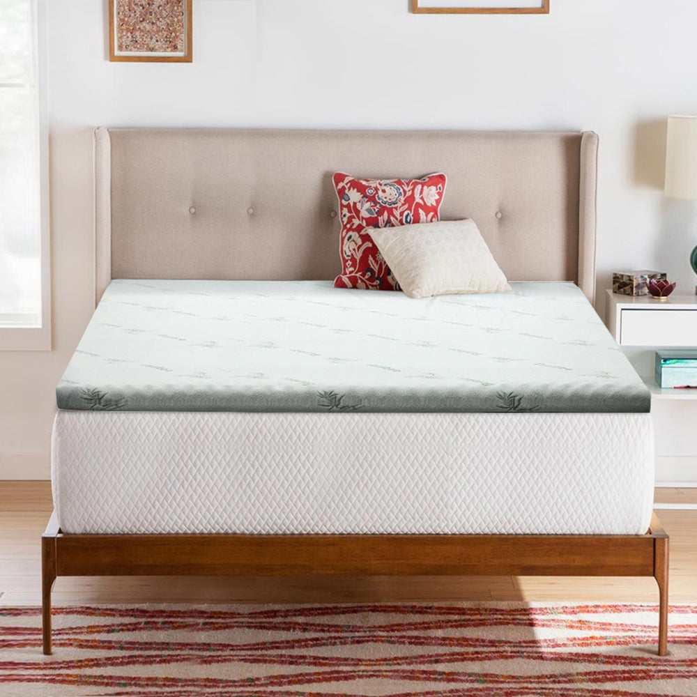 Cool Gel Memory Foam Mattress Topper with Bamboo Cover - 8cm Queen Size | Pressure Relief & Temperature Regulation for Hot Sleepers | Perfect for Summer Nights & Guest Beds