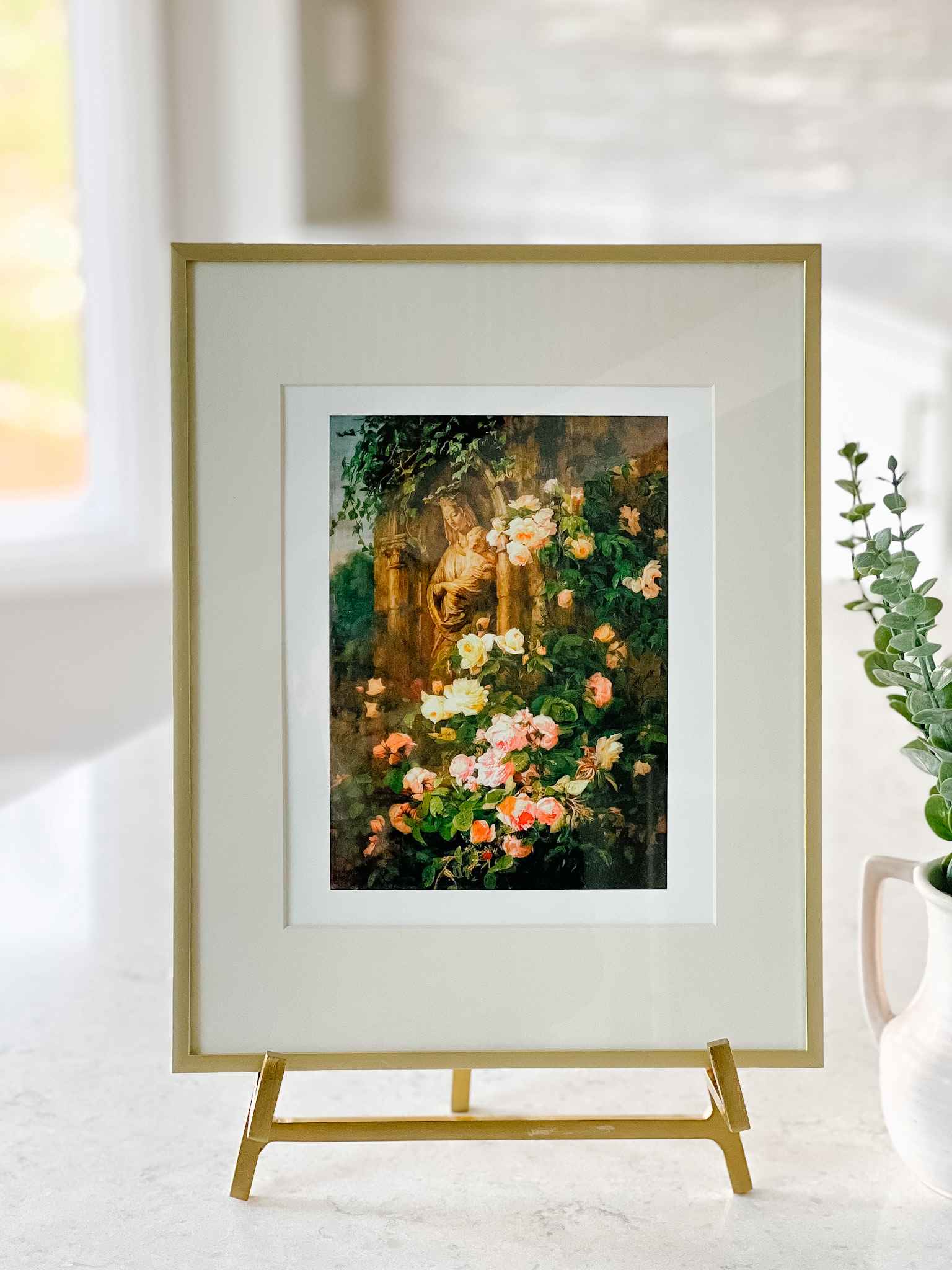 Our Lady of the Roses Wall Art Print - Religious Home Decor for Catholic Devotion & Prayer Room Inspiration