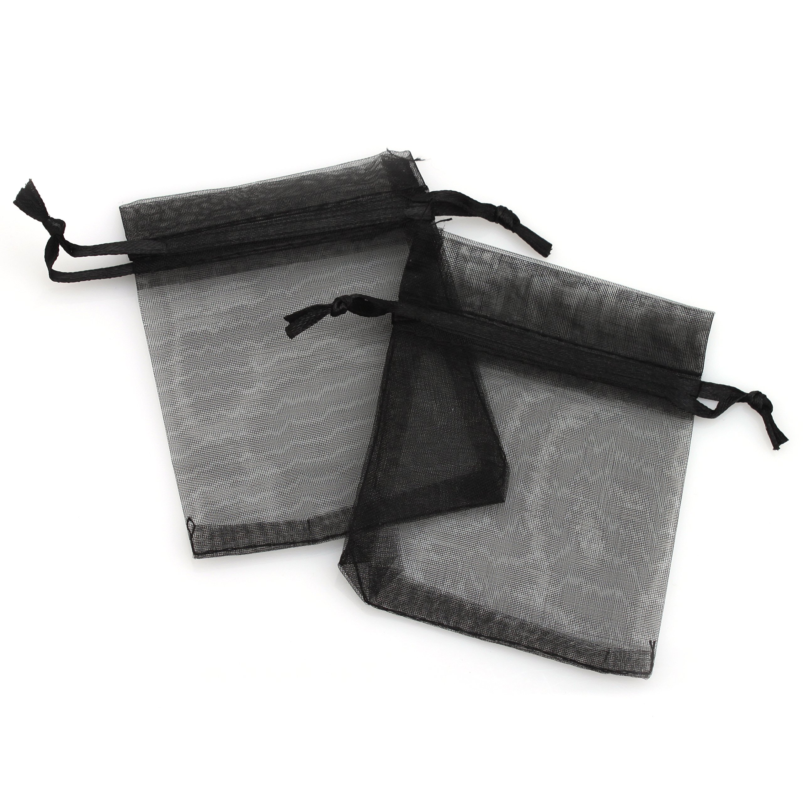 Rina's Garden 3x4 Inch Black Organza Favor Bags - 120 Pack for Wedding Favors, Party Gifts & Bridal Shower Decorations