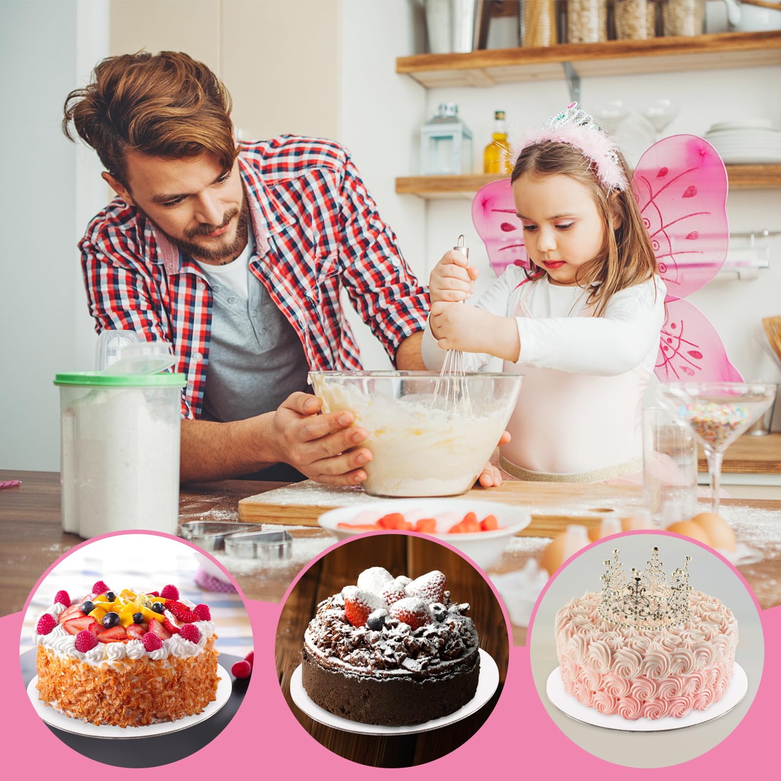 12 Pcs 8 Inch Round White Cake Boards - Food-Grade Cardboard Cake Rounds for Baking, Cake Decorating & Dessert Display - Waterproof & Oil-Proof Cake Bases for DIY, Party Serving & Craft Projects