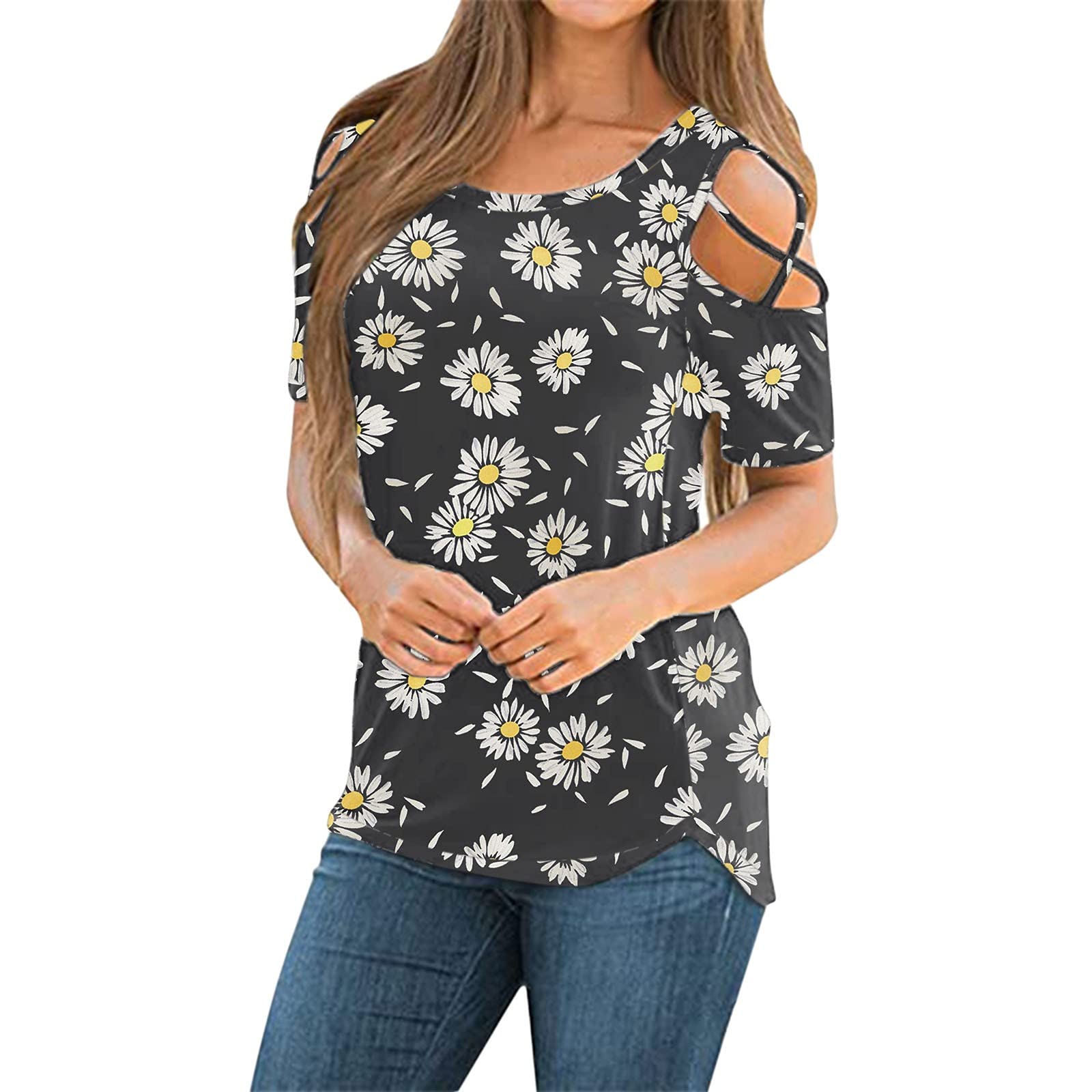 Women's Lace Short Sleeve Loose Tunic Blouse - Casual Flowy Yoga Top for Juniors - Perfect for Summer Outfits, Beach Cover-ups & Boho Style