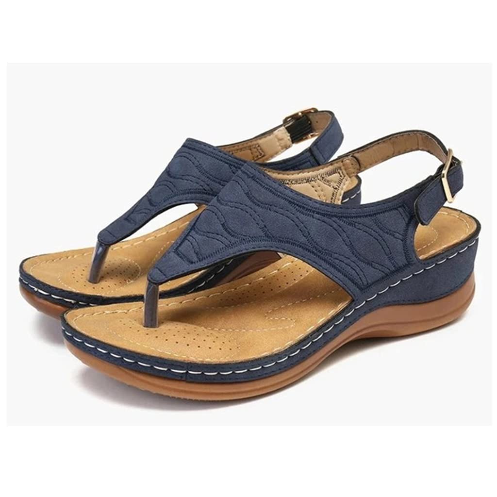 Women's Summer Sandals - Comfortable Flat Casual Shoes with Wedge & Thong Styles | Solid Color Ladies Footwear (Size 43) | Perfect for Beach, Vacation & Everyday Wear