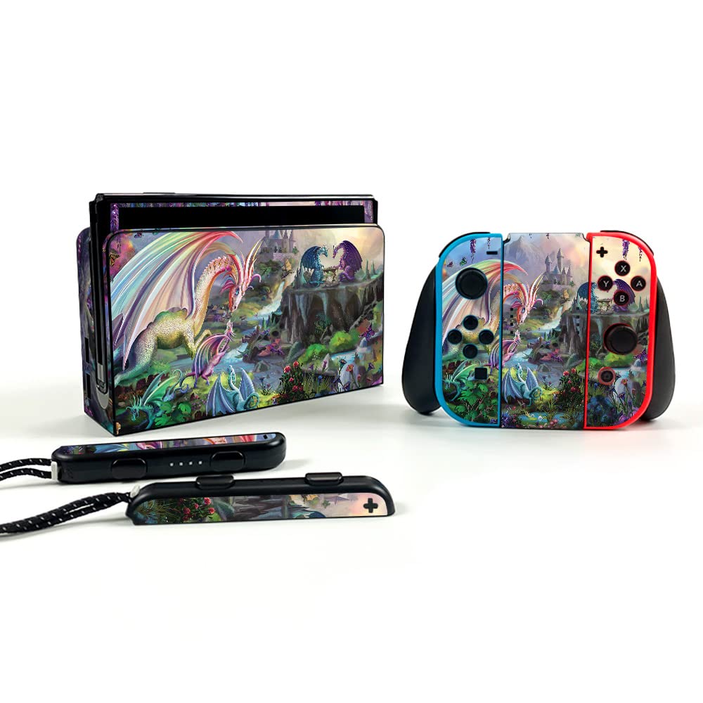 MightySkins Protective Vinyl Decal Wrap Cover for Nintendo Switch OLED - Dragon Paradise Design | Durable, Customizable Skin | Easy to Apply & Remove | Made in USA | Perfect for Gaming, Travel & Personalization