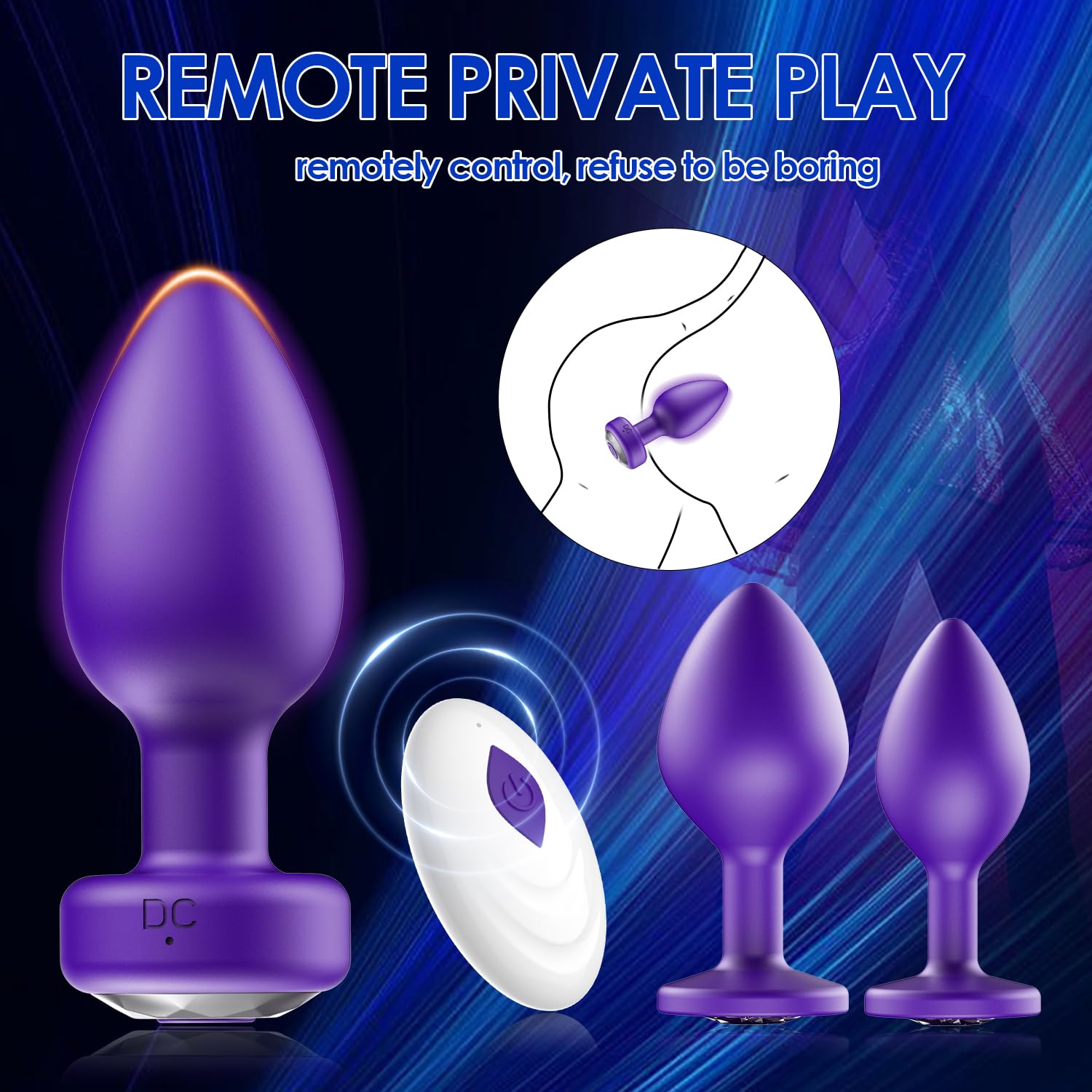 Remote Control Vibrating Anal Plug Set - 3PCS Silicone Prostate Massager & Butt Plug Training Kit with 10 Vibration Modes, Adult Sex Toys for Couples (Purple) | Perfect for Solo Play, Couples Intimacy & BDSM Exploration