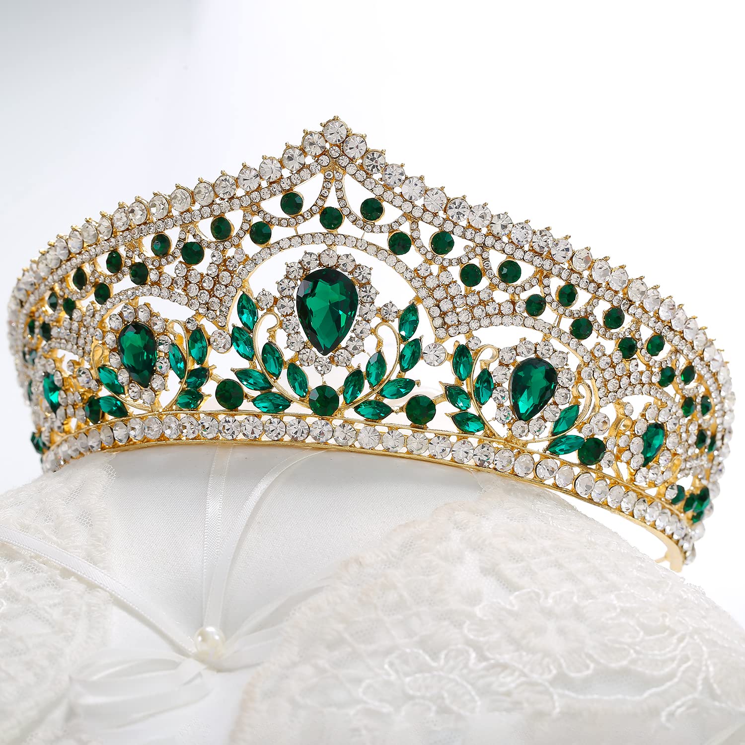 Elegant Women's Crown Hair Accessories - Wedding Headbands & Girls' Dress Jewelry for Birthday Parties (5 Colors, Green) - Perfect for Bridal, Prom, and Special Occasions