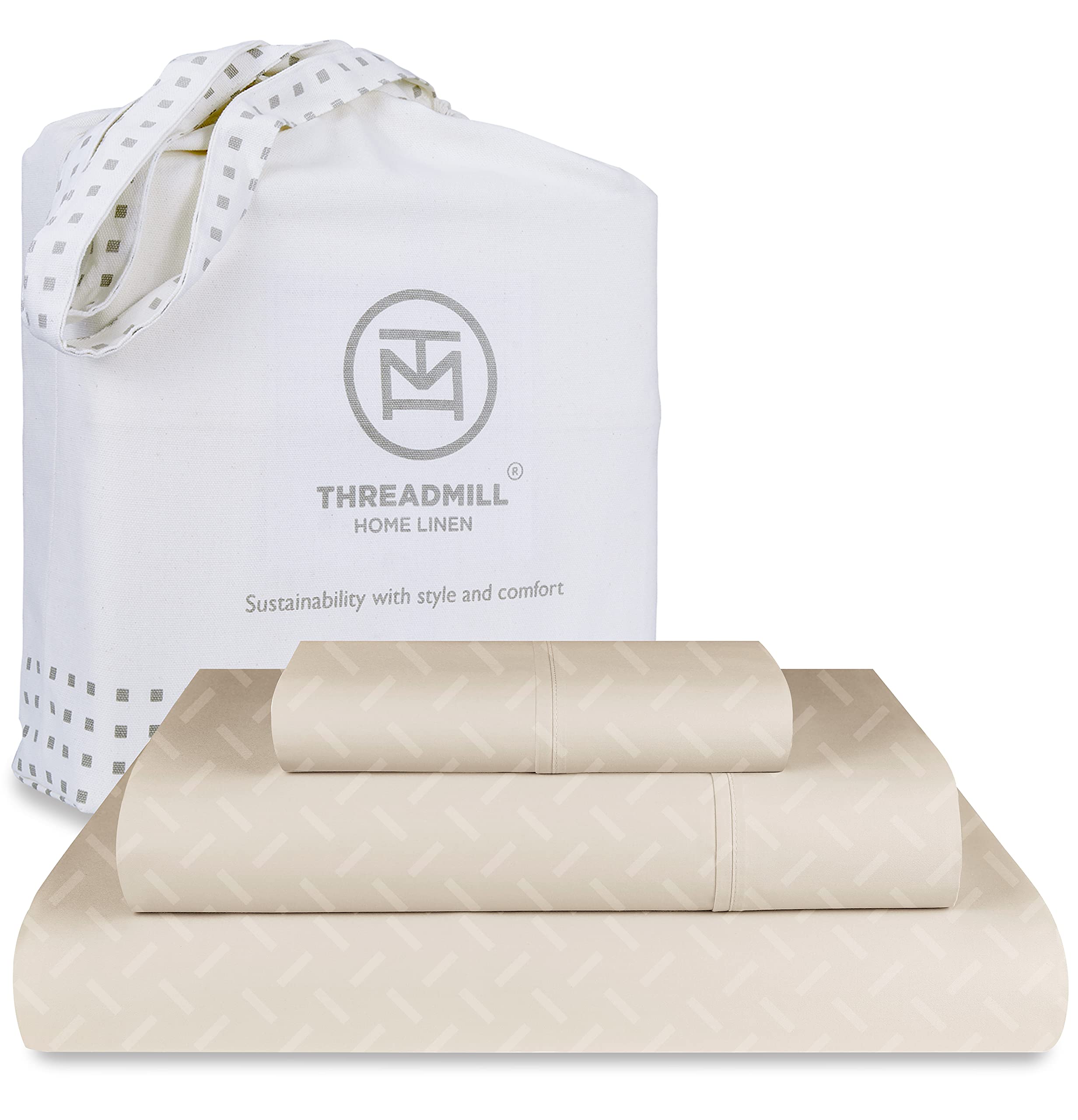 Premium 100% Cotton Twin Sheet Set - Soft & Breathable Damask Jacquard Sateen Bedding with 16