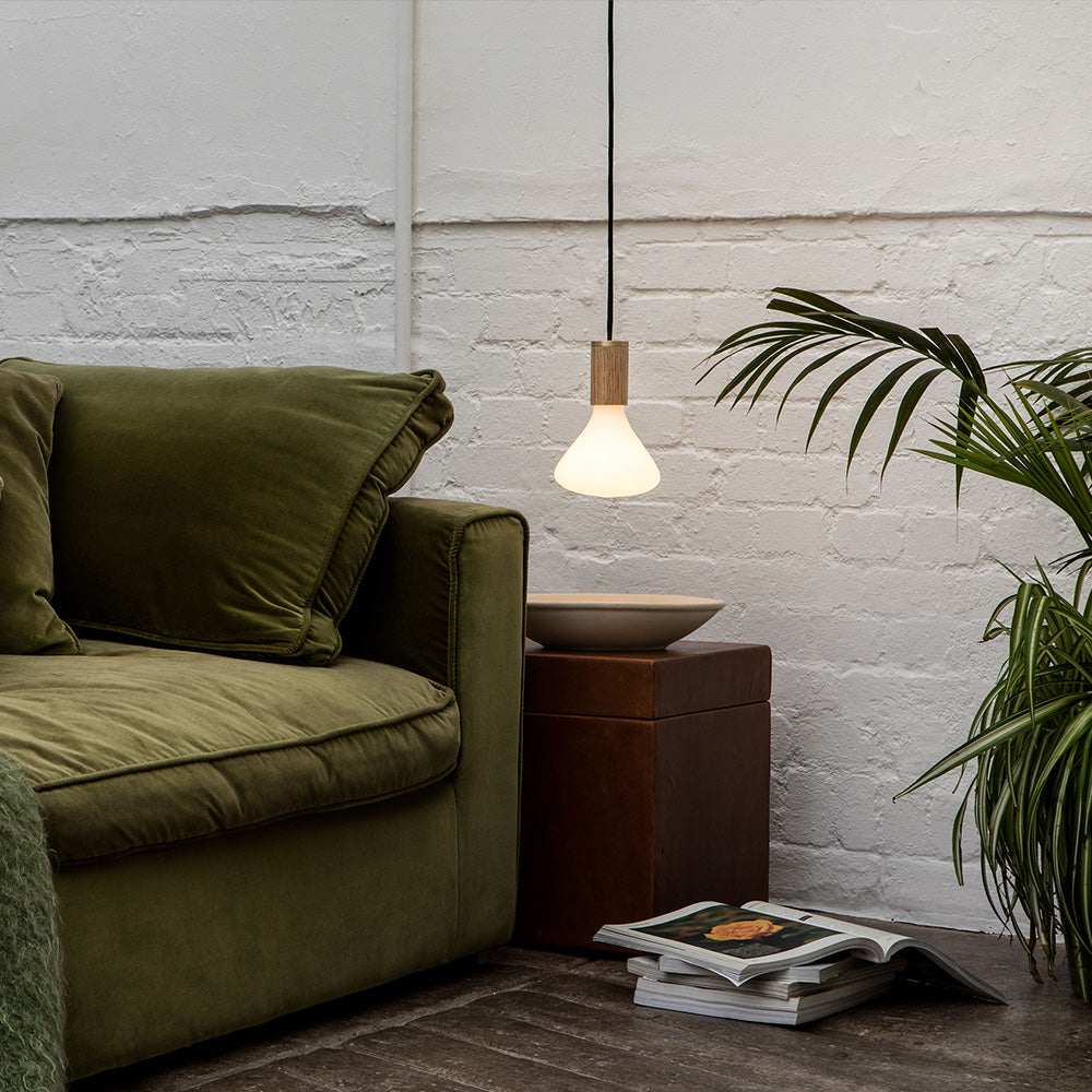 Modern Oak Noma Pendant Light - Handcrafted Wooden Ceiling Lamp for Dining Room, Kitchen Island & Bedroom Lighting