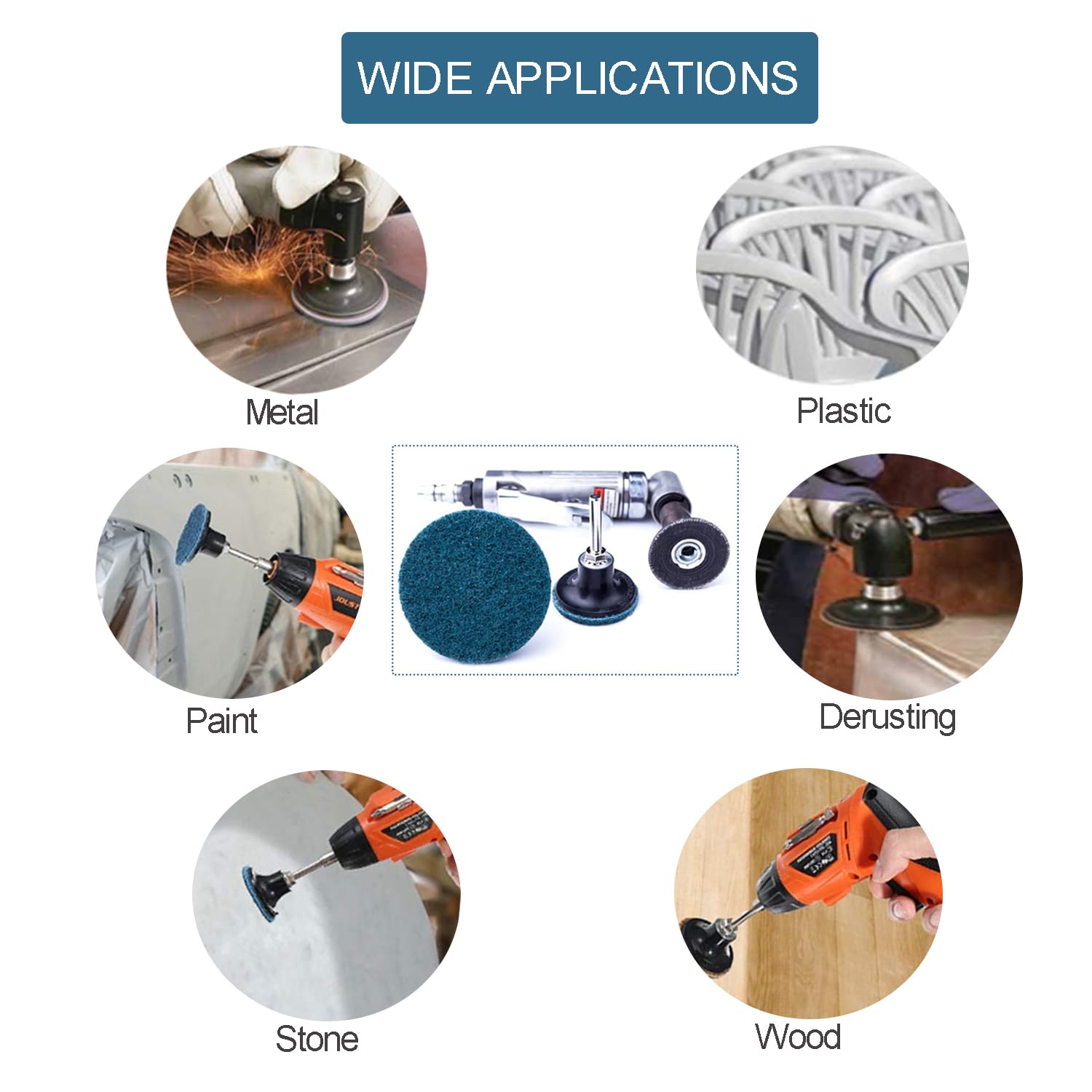 3 Inch Quick Change Sanding Discs 25 Pack - Fine Grit Surface Conditioning Discs for Die Grinder (Blue, Fine) - Perfect for Metal Polishing, Wood Sanding & Automotive Surface Prep