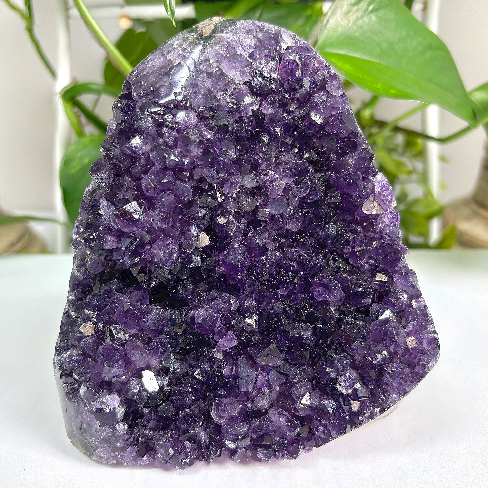 Natural Deep Purple Amethyst Geode Crystal Cluster - Healing Stone for Home Decor, Meditation & Feng Shui (10-12cm) | Perfect for Living Room Display, Office Desk Decor & Spiritual Healing