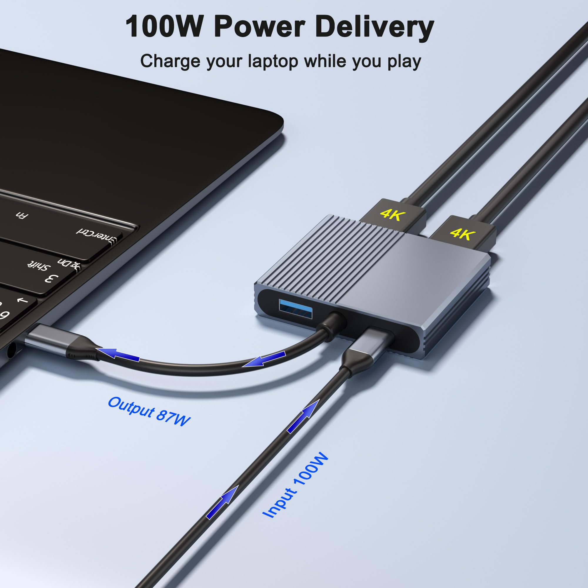 Dual Monitor USB C Docking Station for Dell HP Lenovo Mac - 2 HDMI 4K USB 3.0 PD Laptop Adapter - Perfect for Home Office & Multi-Screen Workstations