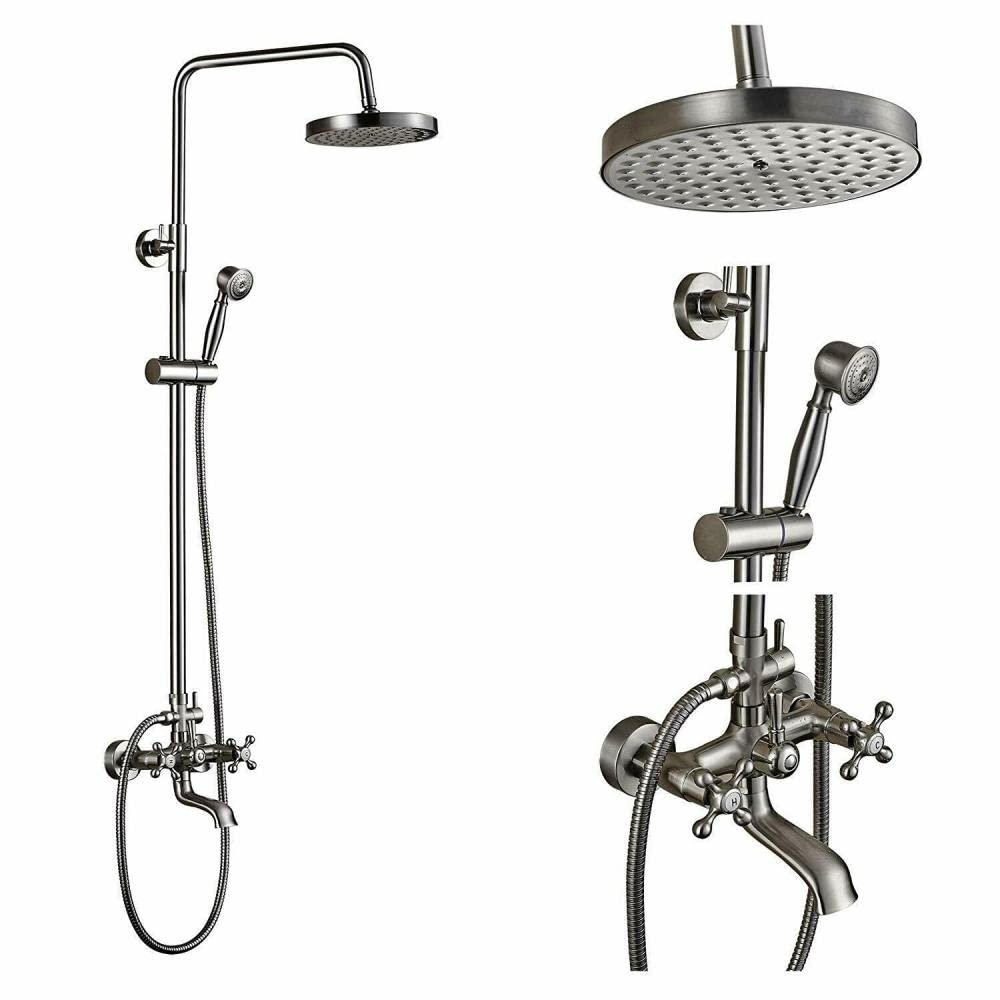 Wall Mounted Rainfall Shower Faucet Valve Mixer with Hand Sprayer - Modern Bathroom Tap Set for Luxurious Spa Experience at Home