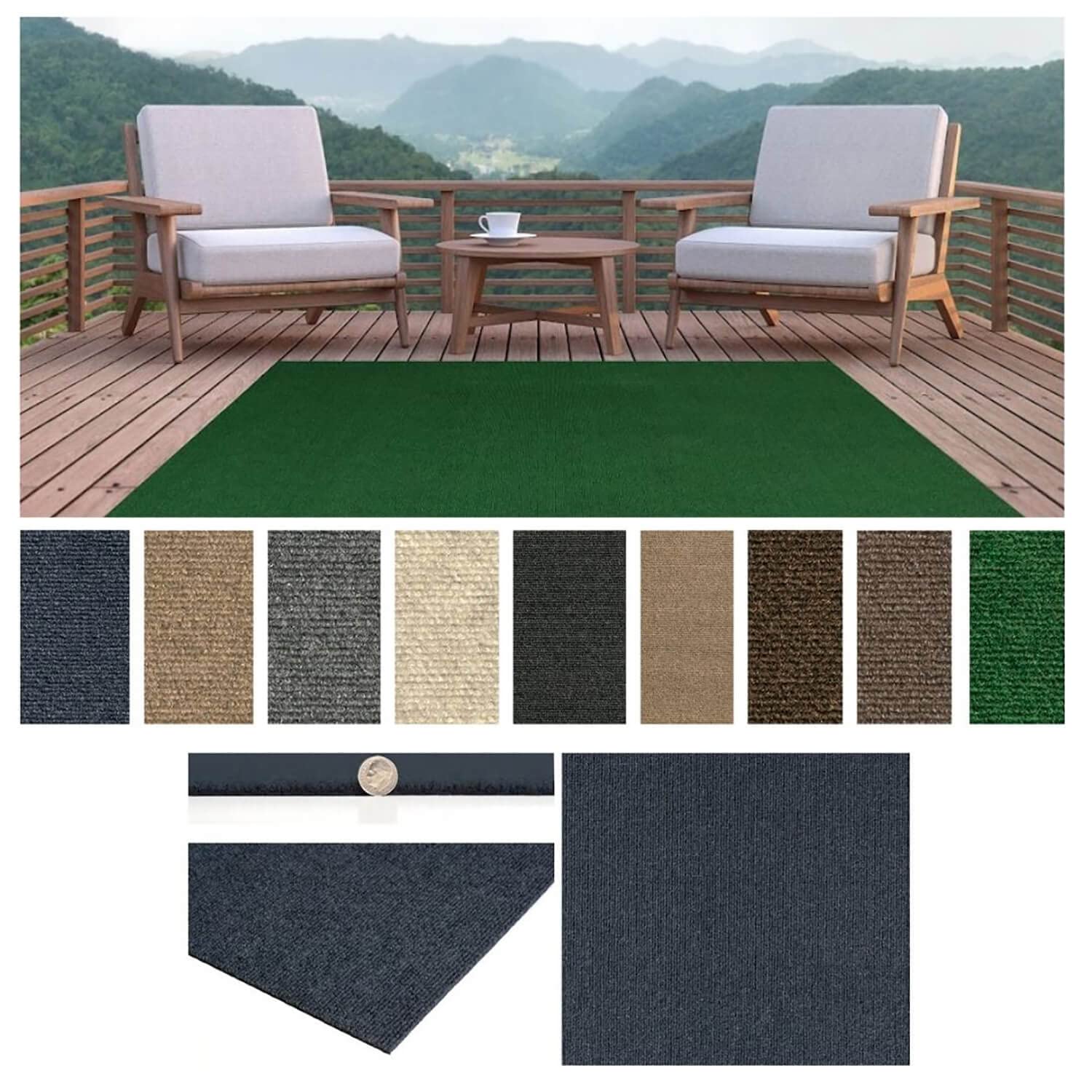 KOECKRITZ 10' x 10' Square Indoor Outdoor Carpet Rug - Soft Durable Mocha Brown - Perfect for Living Room, Patio, Deck, or Office