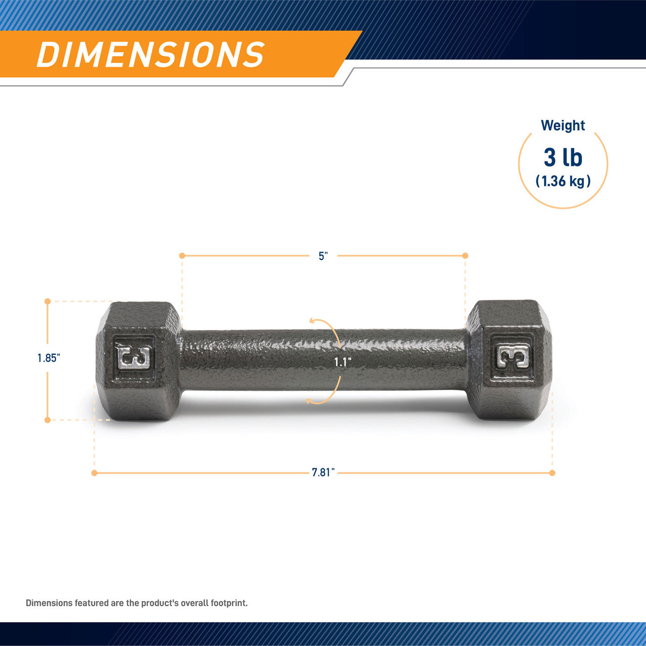 Marcy 3lb Hex Dumbbell Set - Premium Rubber Coated Free Weights for Home Gym & Strength Training - Perfect for Beginners, Yoga, Pilates & Fitness Workouts