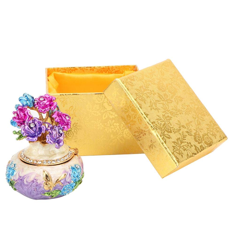 Handmade Metal Enamel Jewelry Box - Elegant Trinket Organizer for Home Decor & Gift Giving