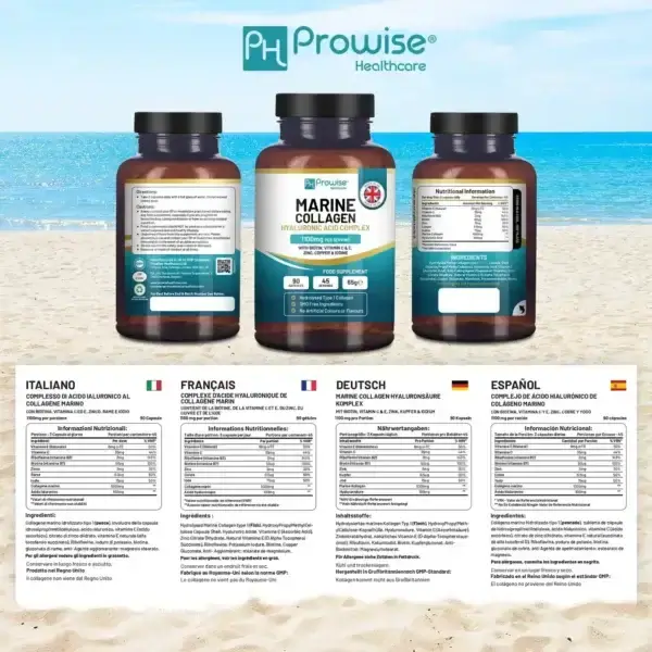 Premium Marine Collagen 1100mg with Hyaluronic Acid - 90 Capsules for Skin, Hair & Joint Support | Enhanced with Vitamins C, E, B2, Biotin, Copper, Zinc & Iodine | UK Made Supplement for Women & Men | Perfect for Anti-Aging, Beauty Routine & Active Lifestyle