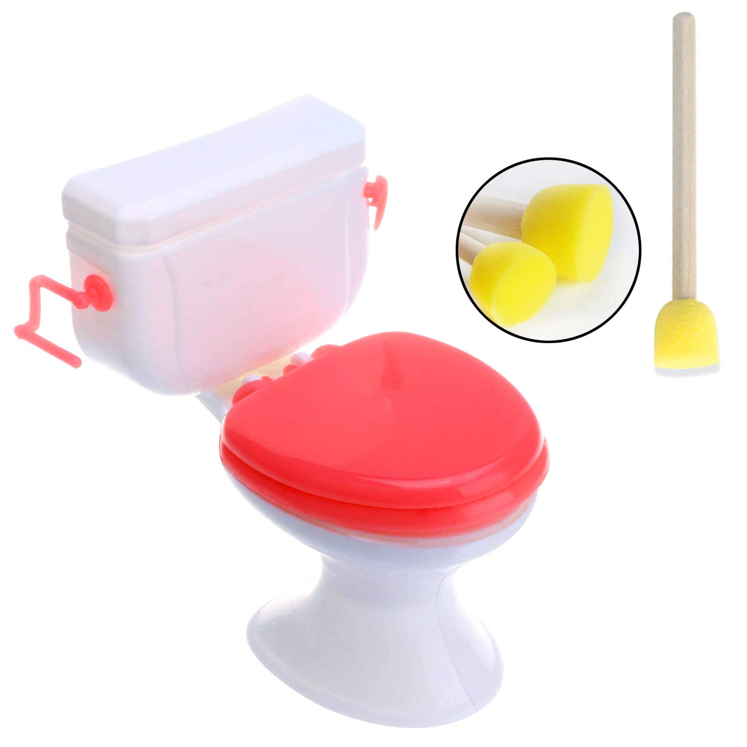 Mini Toilet Toy Cake Decorations with Toilet Brush Accessories - Fun Bathroom Prank Gag Gift for Parties & Practical Jokes