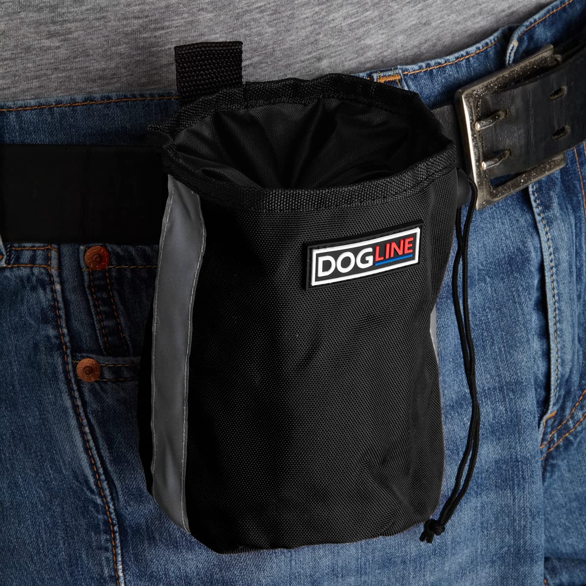 Dogline Dog Treat Pouch - Adjustable Training Bag for Puppies | Large Capacity Pet Kibble & Snack Holder with Waste Bag Dispenser | Durable Nylon with Mesh Pocket | Perfect for Dog Walks, Training & Outdoor Adventures