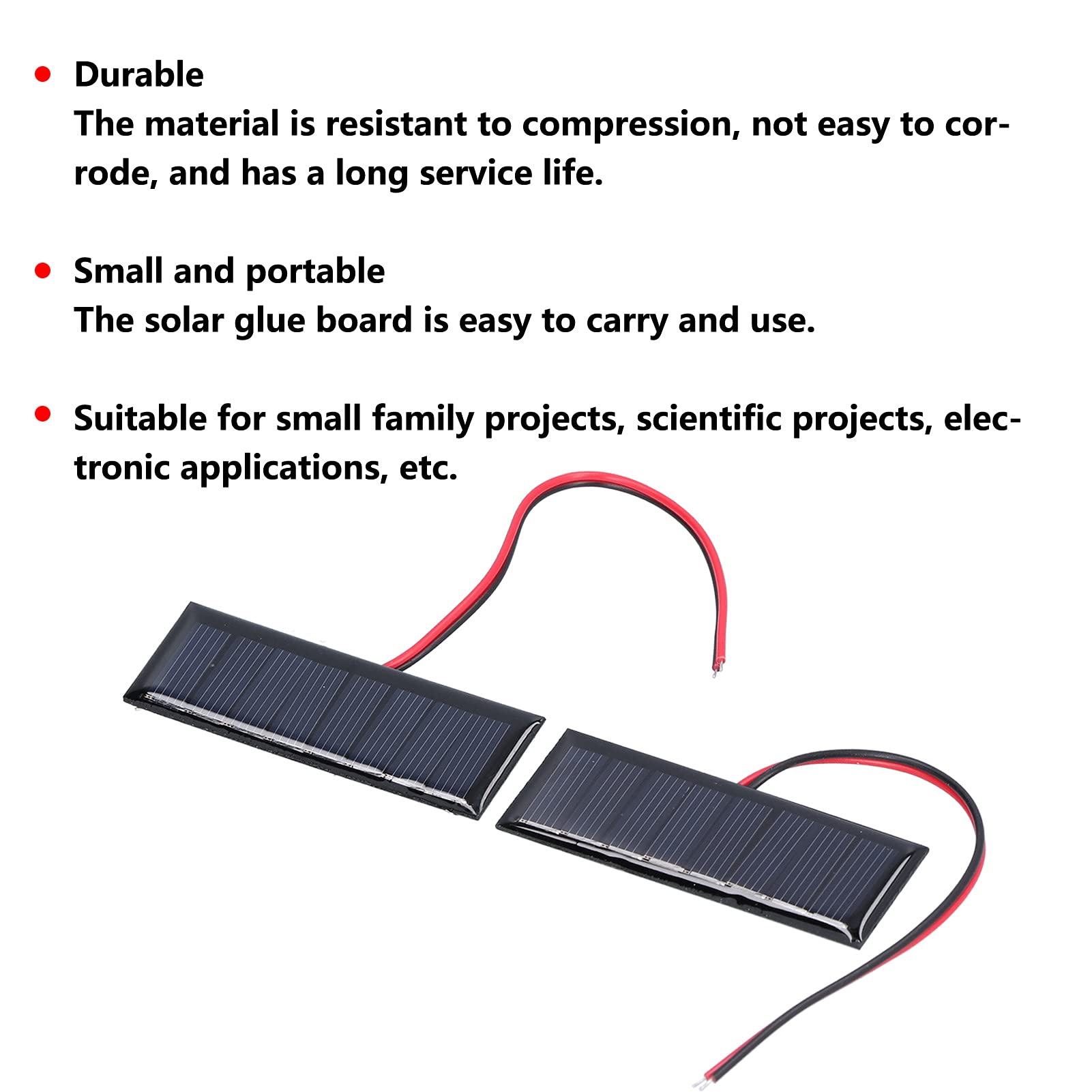 2PCS 4V Portable Flexible Solar Panels - 75x25mm Polysilicon Solar Cells with Electronic Wires for DIY Science Projects, Outdoor Camping & Emergency Power Supply