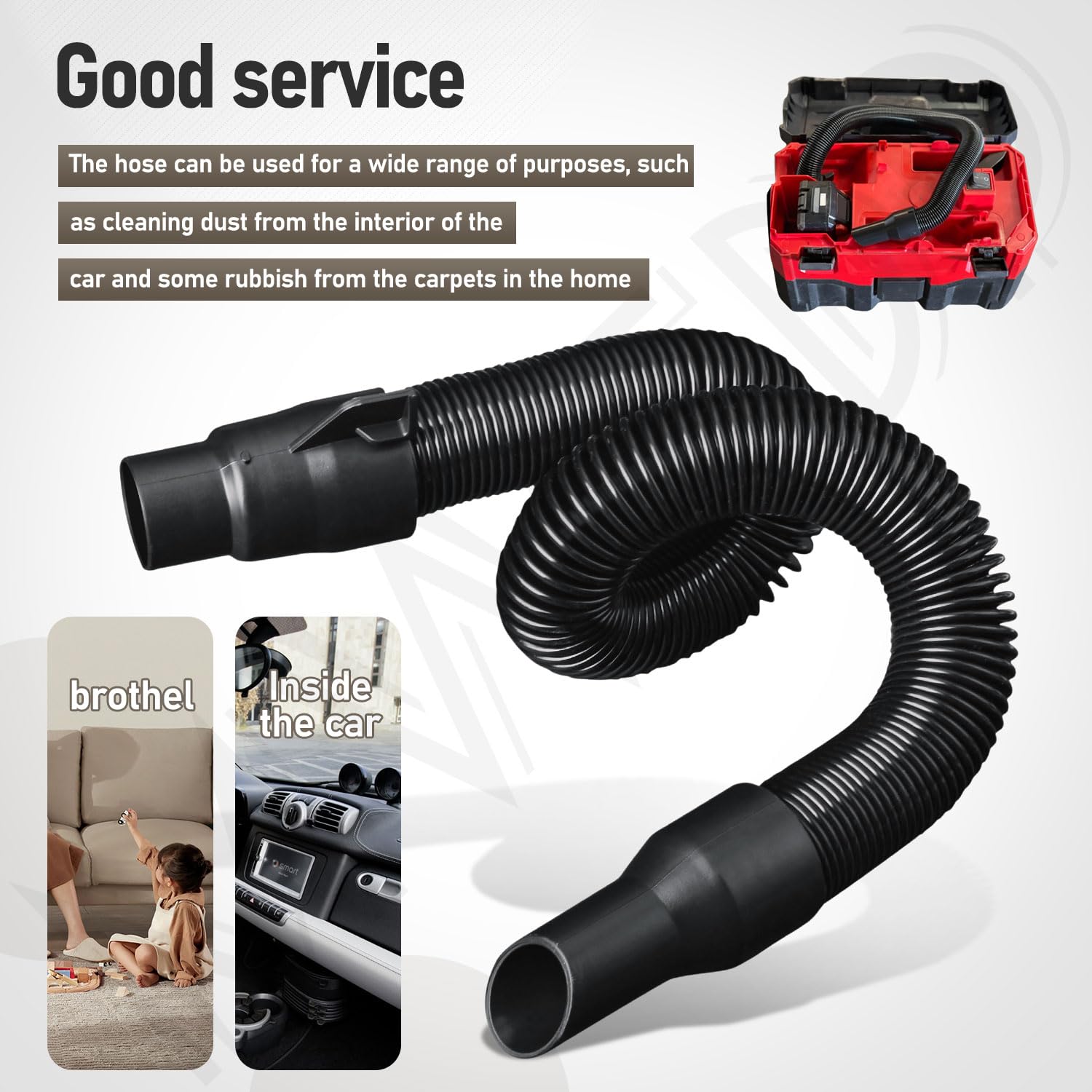Milwaukee M18 Vacuum Hose Replacement - Compatible with Models 0970-20, 0880-20 & 0780-20 | 18V/28V Wet/Dry Vacuum Hose Assembly with Internal Storage | Perfect for Construction Sites, Workshops & Home Cleaning