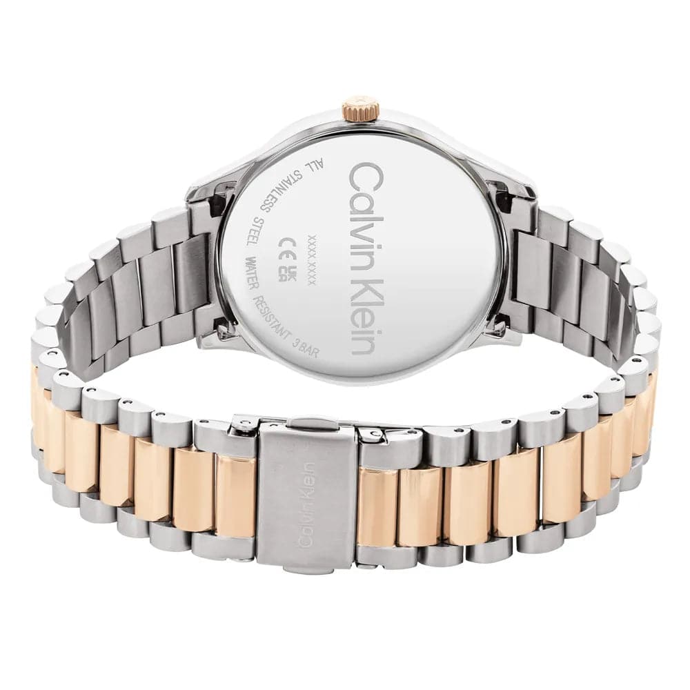 Calvin Klein 25200044 Silver Dial Two-Tone Stainless Steel Unisex Watch - Perfect for Business, Casual & Everyday Wear