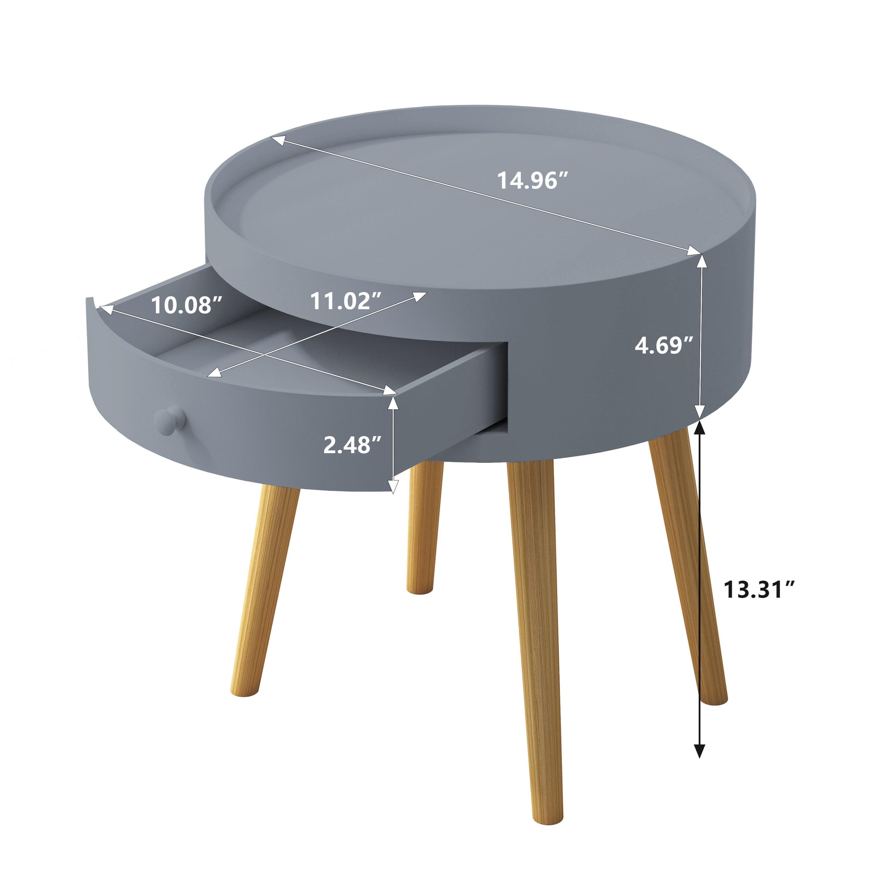 18H Nightstand with Storage Drawer & Oak Legs - Modern Bedside Table for Bedroom, Living Room | Perfect as Sofa Side Table, Coffee Table, or Night Stand for Small Spaces